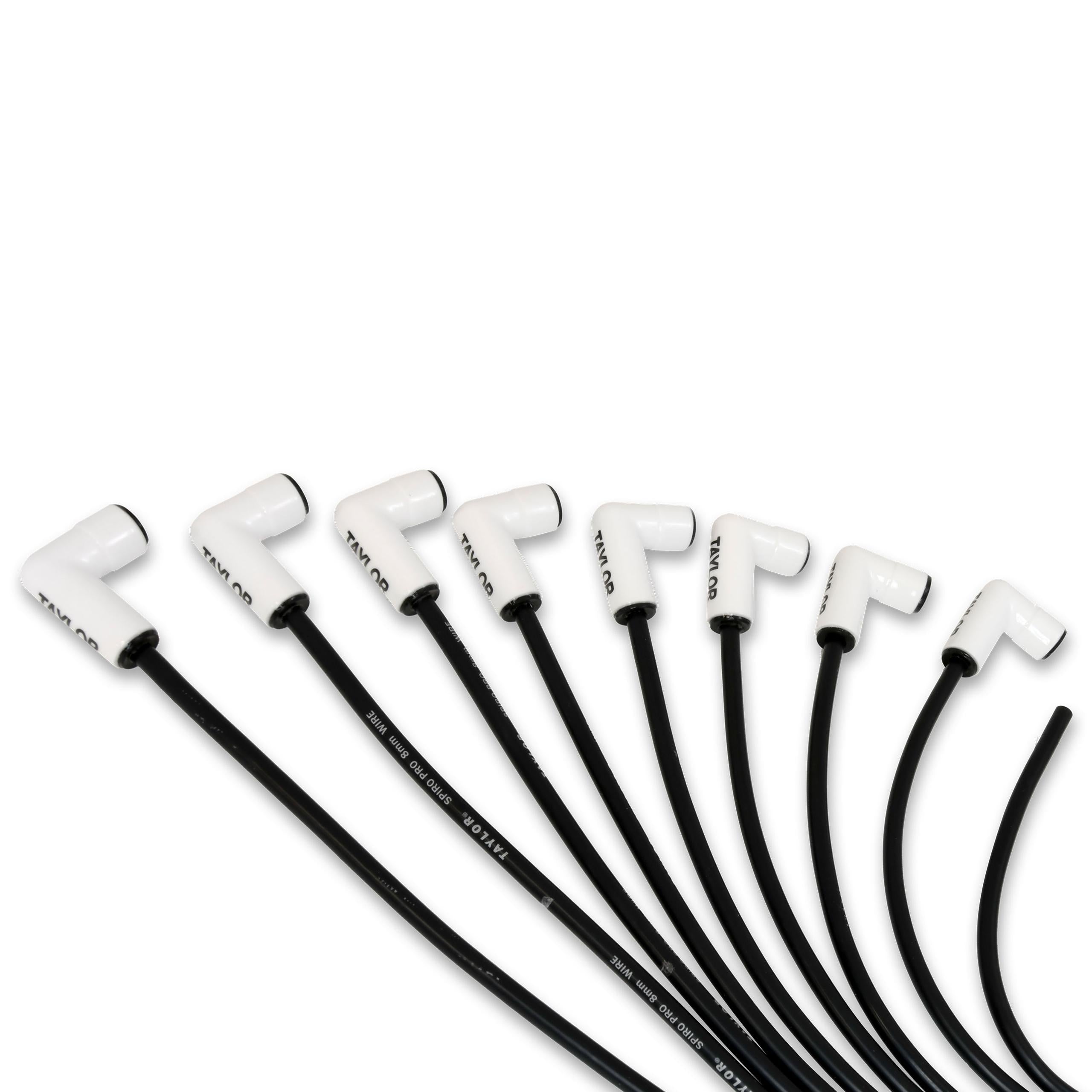 TAYLOR CABLE 8mm Spiro Pro White Ceramic Boot Universal Wire Set 90? Black - 75051