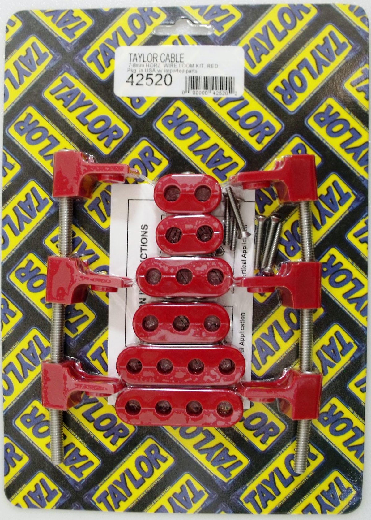 TAYLOR CABLE 7-8mm Horizontal Wire Loom Kit red  - 42520