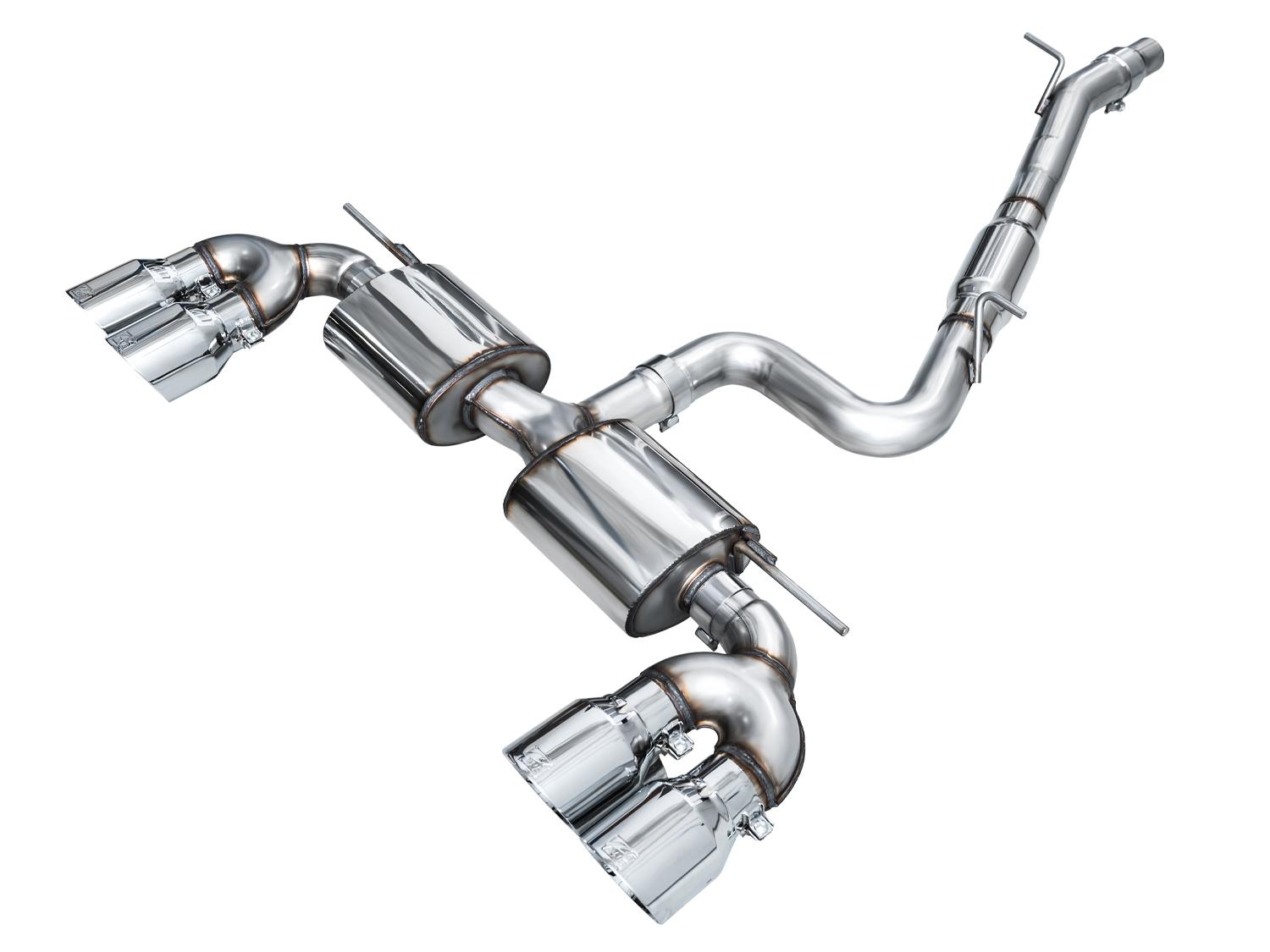 AWE Touring Edition Exhaust for Volkswagen MK8 Golf R - Chrome Silver Tips - 3015-42658