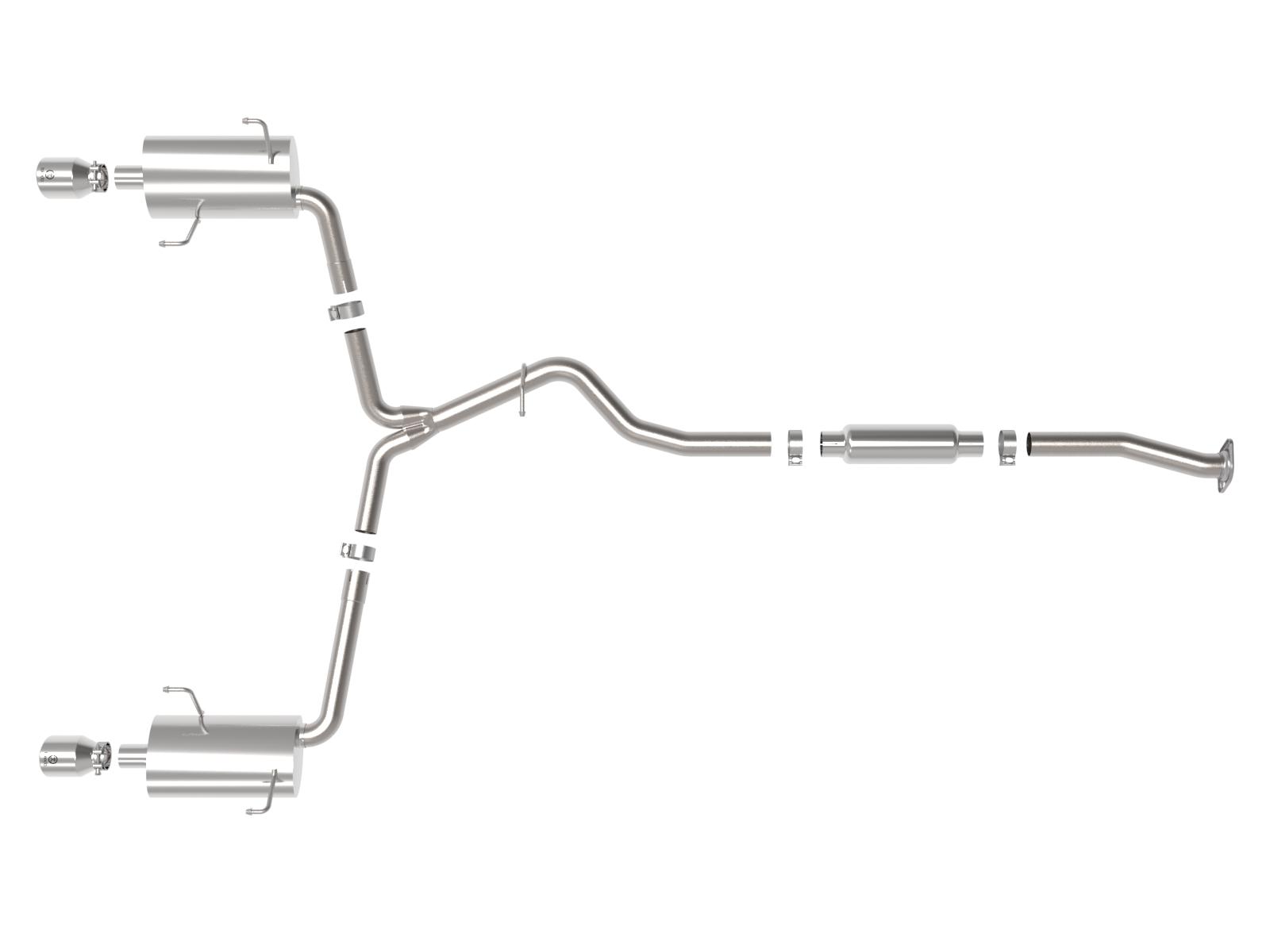 AFE Takeda 2-1/2 IN to 2-1/4 IN 304 Stainless Steel Cat-Back Exhaust w/ Polished Tip Subaru Forester XT 14-18 H4-2.5L (t) - 49-36804-P