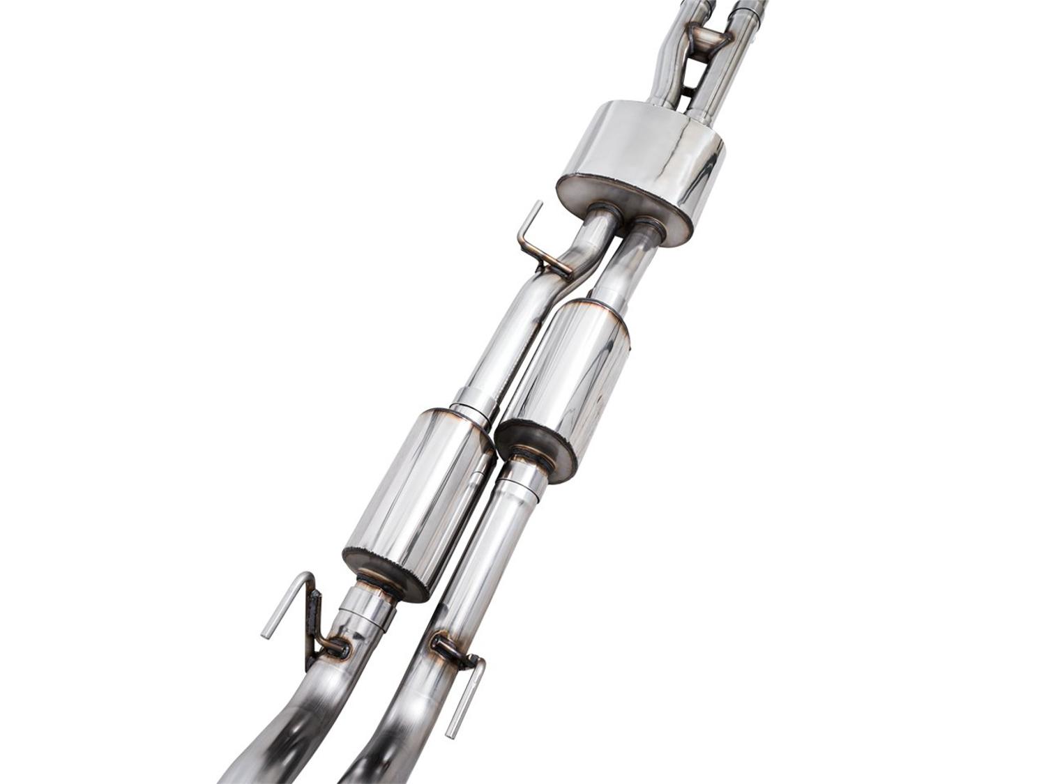 AWE 0FG Exhaust w/ Bashgaurd - Dual Diamond Black Tips (2016-2023 Tacoma 3.5L) - 3015-33826