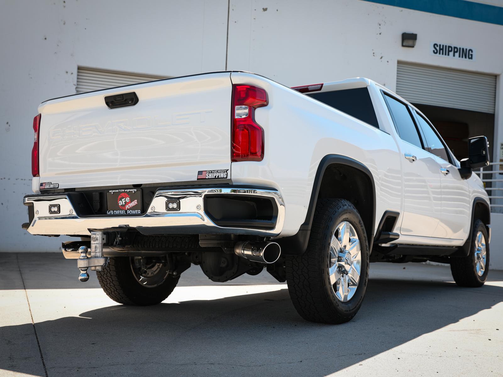 AFE Large Bore-HD 4 IN 409 Stainless Steel DPF-Back Exhaust System w/Polished Tip (GM Diesel Trucks 2020 V8-6.6L (td) L5P) - 49-44126-P
