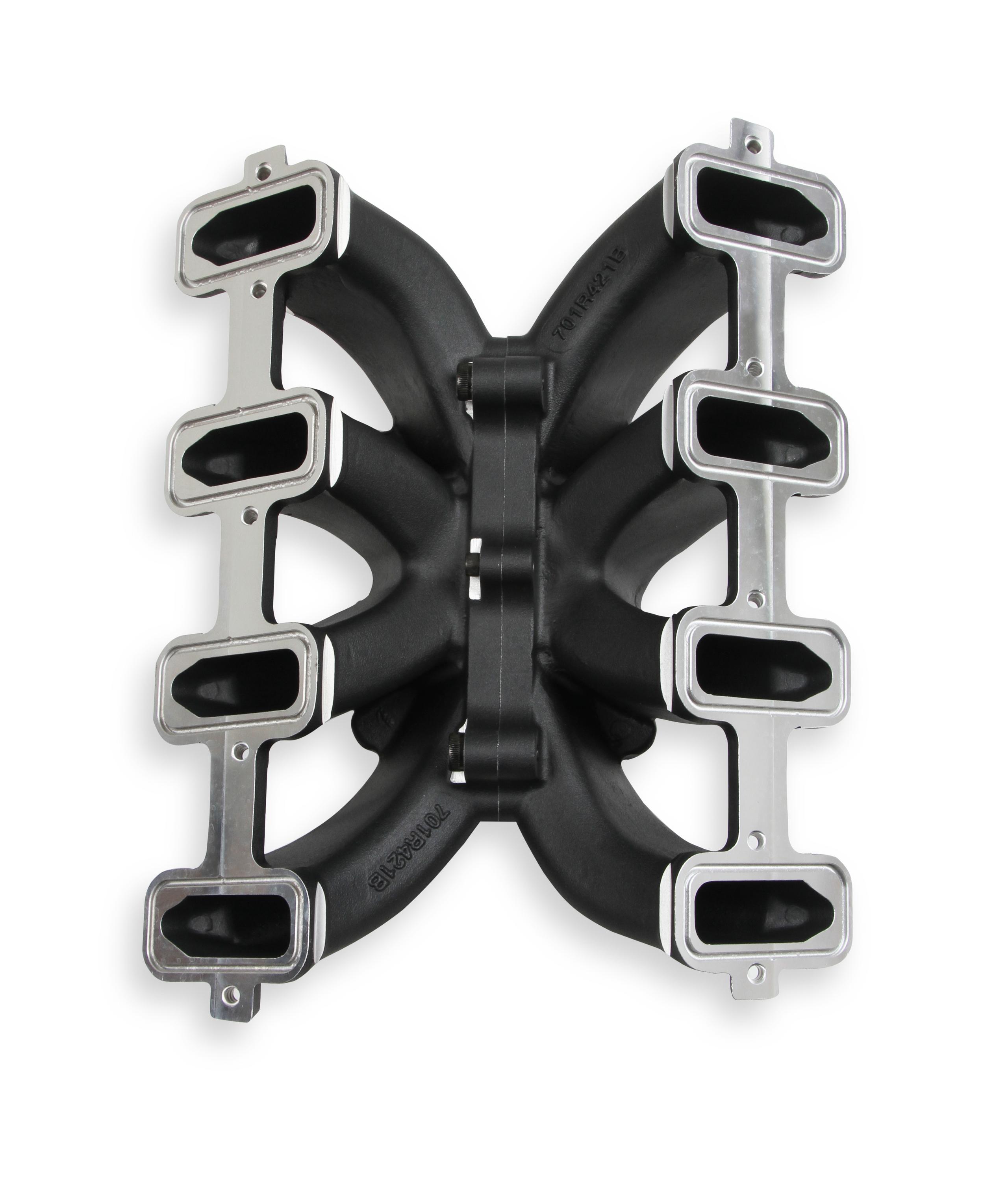 Holley Single Plane Split-Design Race Intake Manifold- GM LS1/LS2/LS6- Black.  - 300-256BK