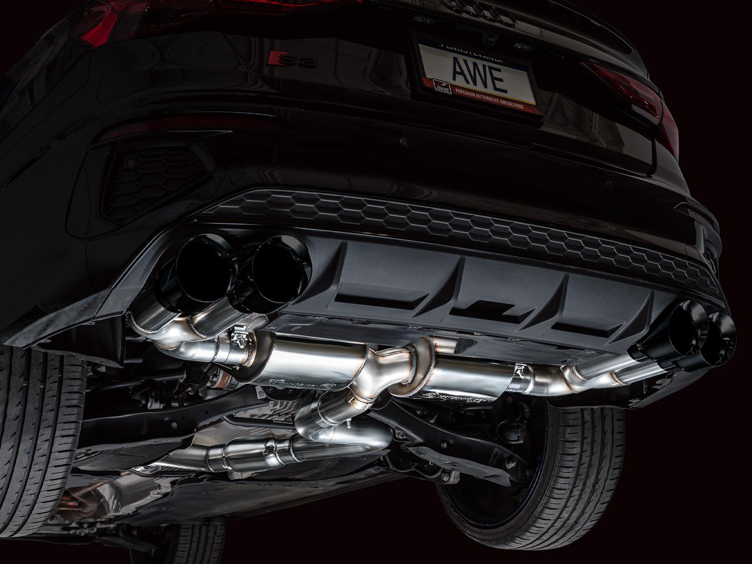 AWE Touring Edition Exhaust for Audi 8Y S3 - Diamond Black Tips - 3015-43897