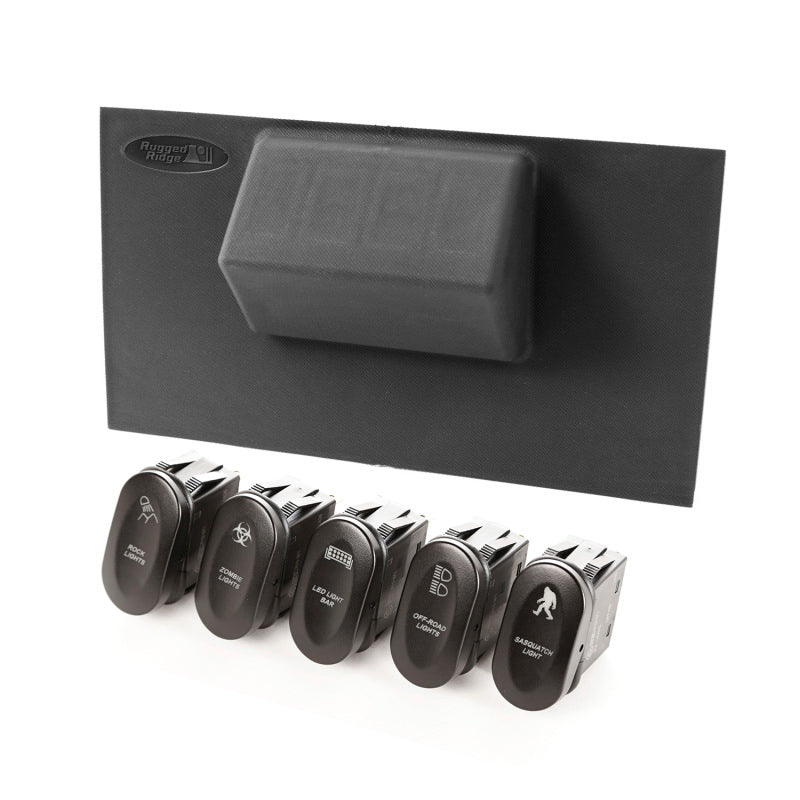 Rugged Ridge Switch Panel Kit Lower 4 Etched Switches; 07-10 Jeep Wrangler Jk - 17235.72