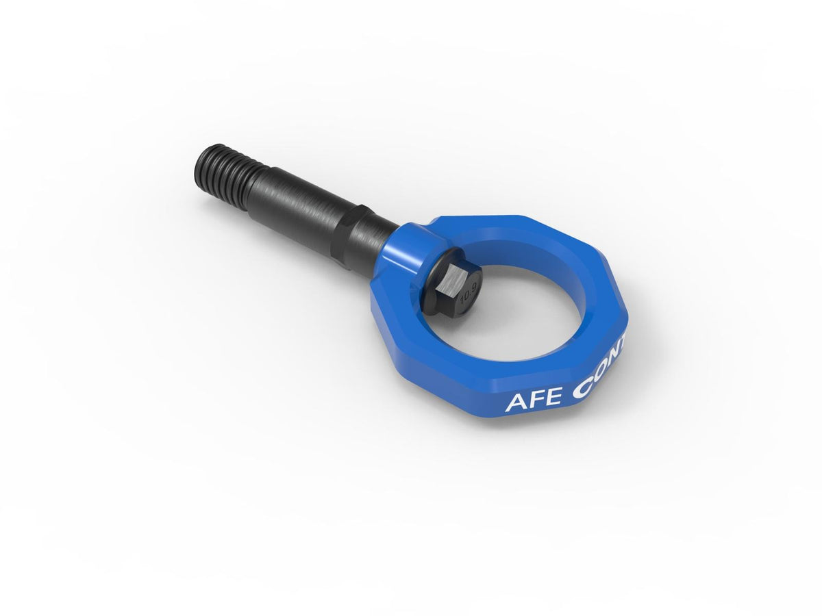 aFe CONTROL Rear Tow Hook Blue (2020-2021 GR Supra, GR Supra, GR Supra) - 450-721002-L
