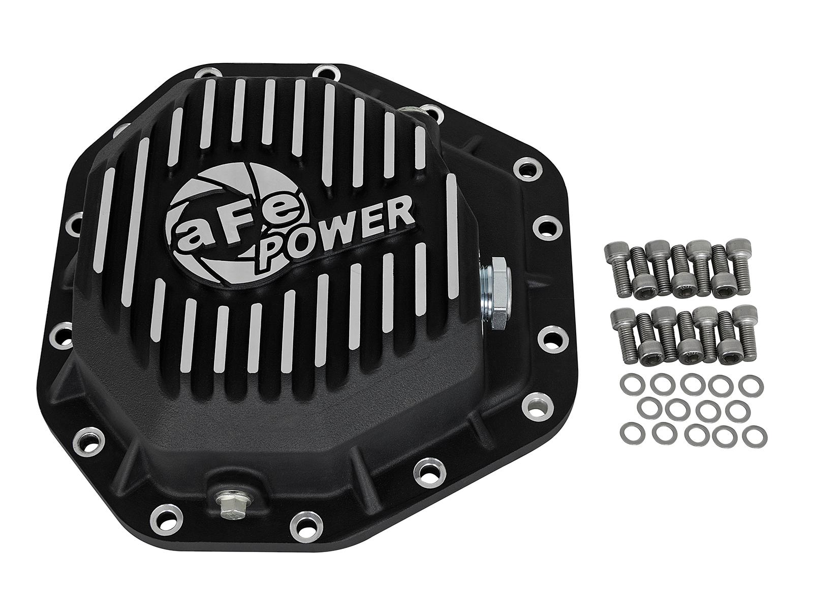 aFe POWER Pro Series Rear Differential Cover Black w/ Machined Fins (2017-2021 F-250 Super Duty, F-350 Super Duty) - 46-70352