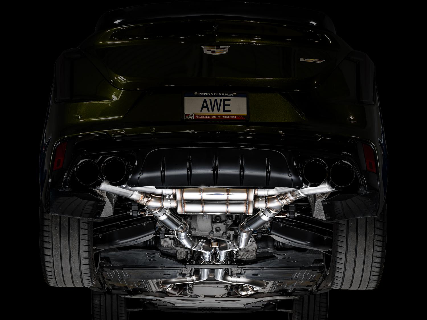 AWE SwitchPath™ Exhaust for Cadillac CT4-V Blackwing - Diamond Black Tips - 3025-43436