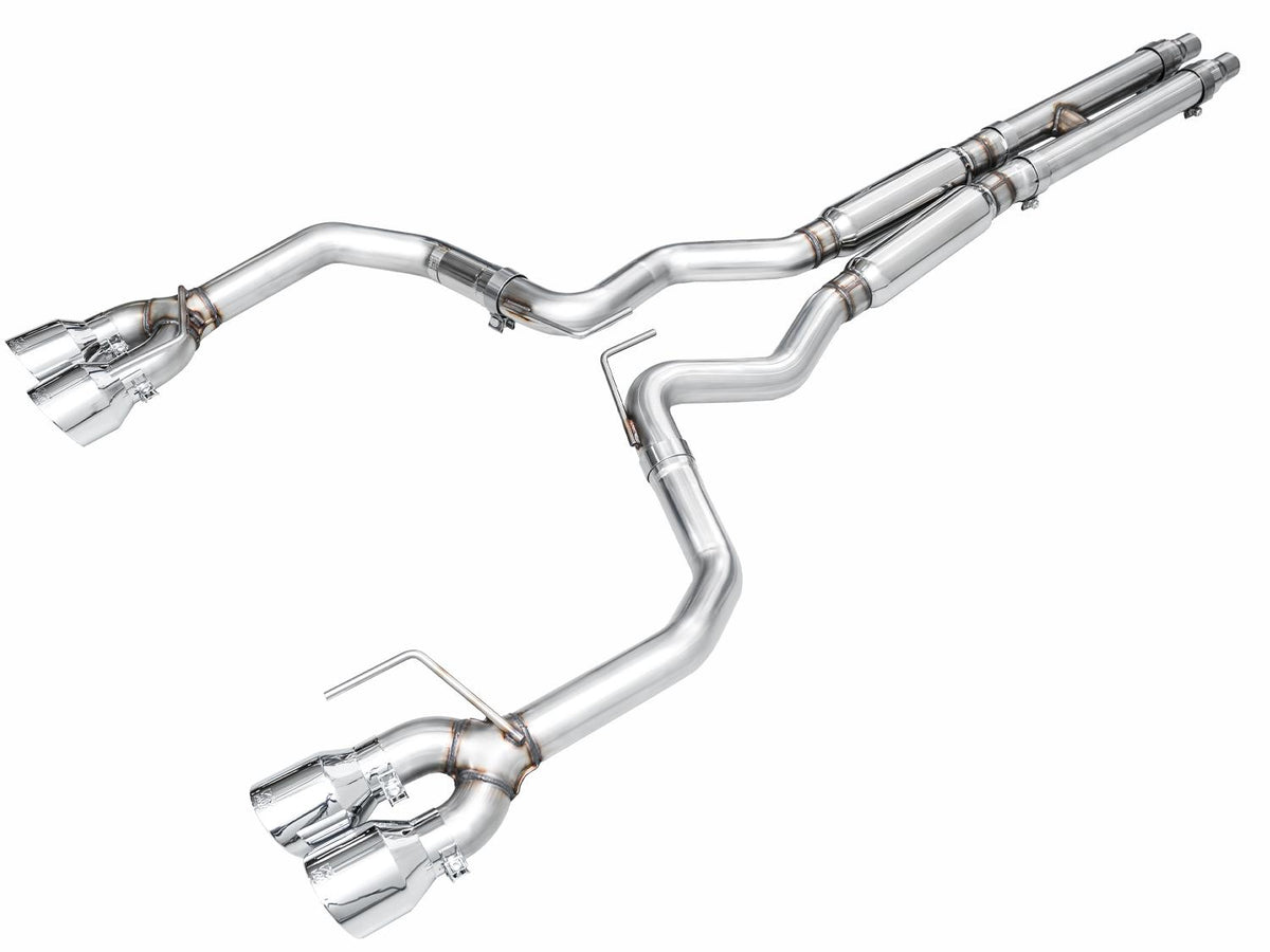 AWE Track Edition Catback Exhaust - Quad Chrome Silver Tips (2024-2026 Mustang GT) - 3020-42650