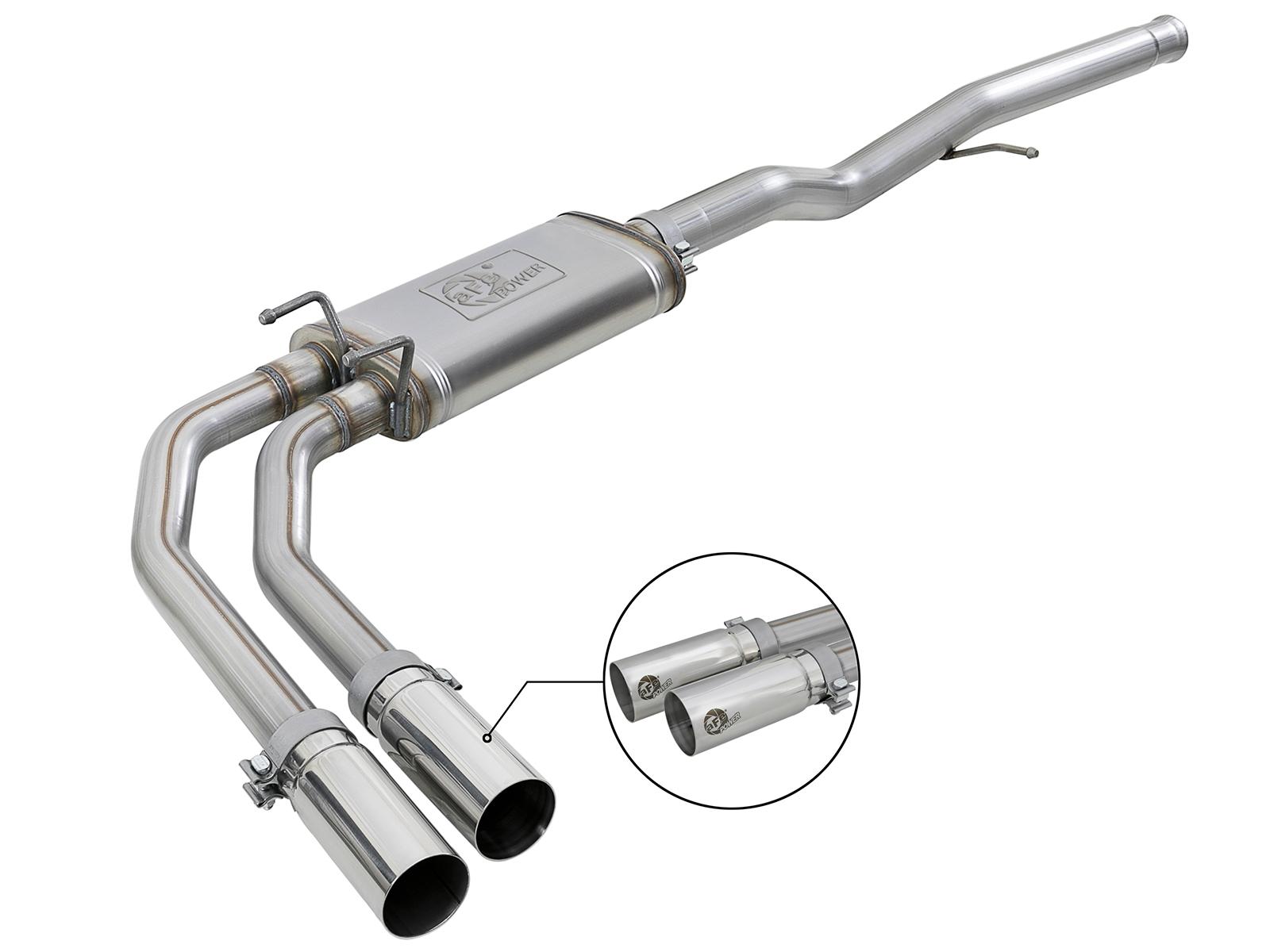 AFE Rebel Series 3 IN to 2-1/2 IN 409 Stainless Steel Cat-Back Exhaust w/ Polish Tip - 49-44098-P