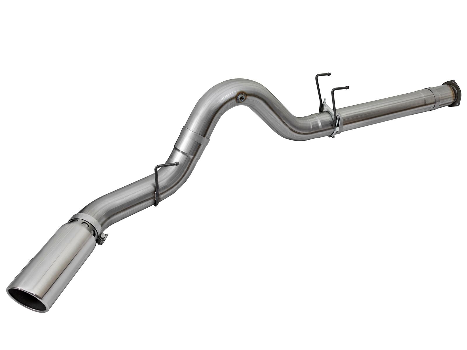 AFE Large Bore-HD 5 IN 409 Stainless Steel DPF-Back Exhaust System w/Polished Tip (2017-2021 F-250 Super Duty, F-350 Super Duty) - 49-43090-P