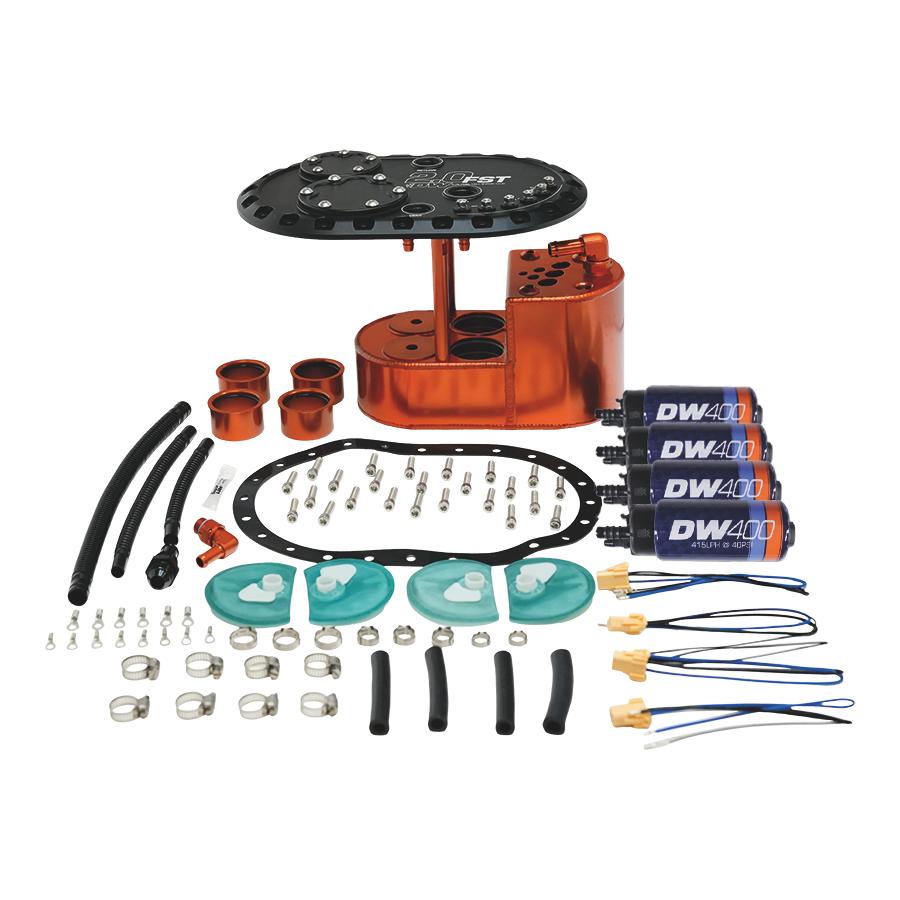 DeatschWerks 2.0L Staged Fuel Cell Surge Tank with 4 DW400 Fuel Pumps, Universal - 6-401-20FST