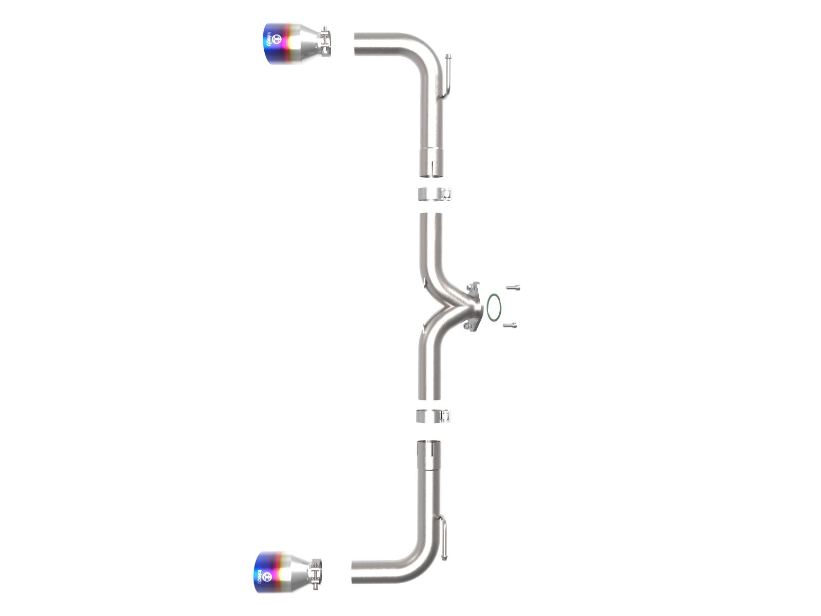 AFE Takeda 2-1/2 IN 304 Stainless Steel Axle-Back Exhaust System w/Blue Flame Tips (Mazda 3 14-18 L4-2.0/2.5L) - 49-37014-L