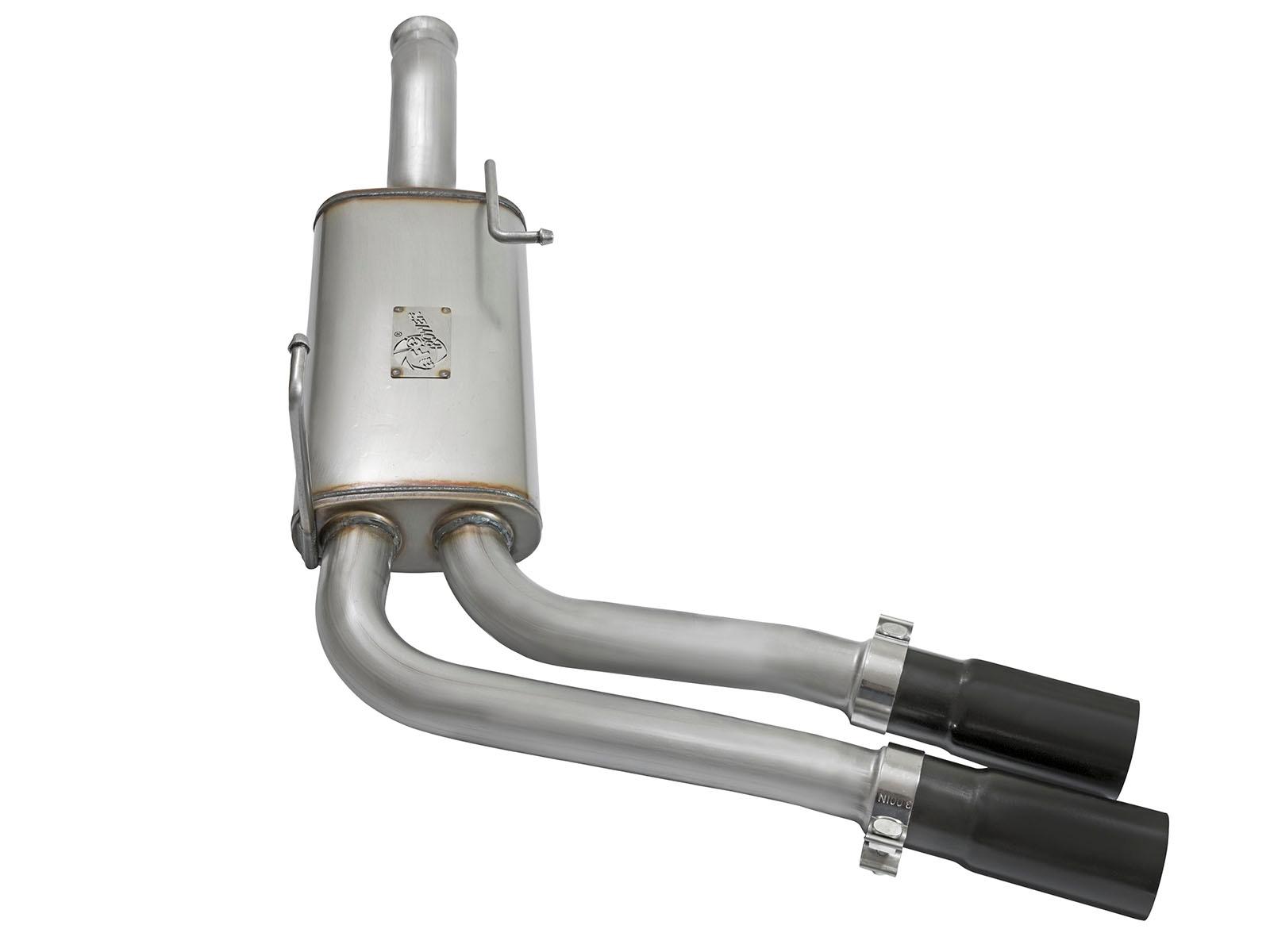 AFE Rebel Series 3 IN to 2-1/2 IN 409 Stainless Steel Cat-Back Exhaust w/Black Tip - 49-44070-B