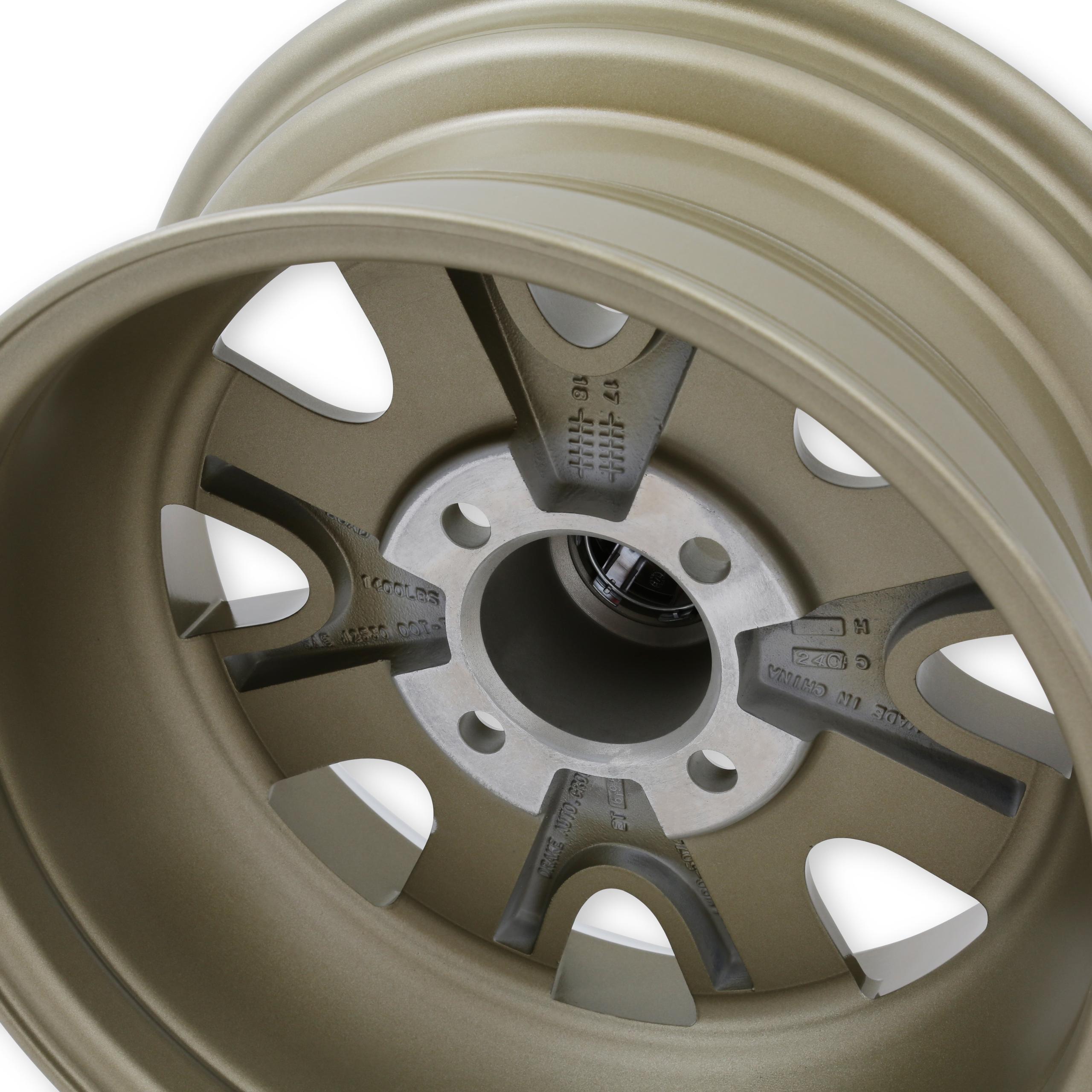 Legendary Wheels HB44 Wheel Series - 15 x 7 in. - 4 x 4.5 Bolt Pattern - 4.25 in. Backspacing - Aluminum - Gold Haze (1964-1973 Mustang Base, Mustang Grande) - LW90-50744F