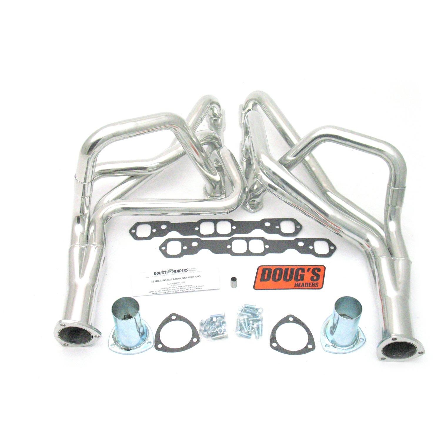 Doug's Long Tube Header 78-87 GM G Body 265-400 SBC 1 3/4" Primary 3" Collector Silver Ceramic Coated D330  - D330