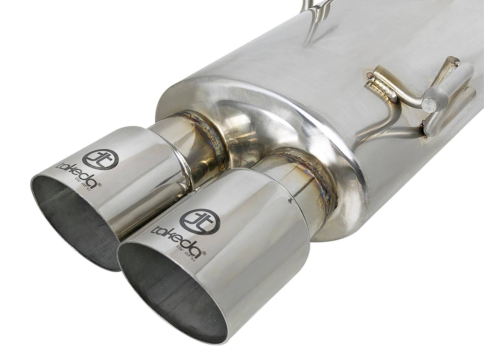 AFE Takeda 3 IN to 2-1/4 IN 304 Stainless Steel Cat-Back Exhaust w/ Polished Tip (2015-2020 WRX, WRX STI) - 49-36801-P