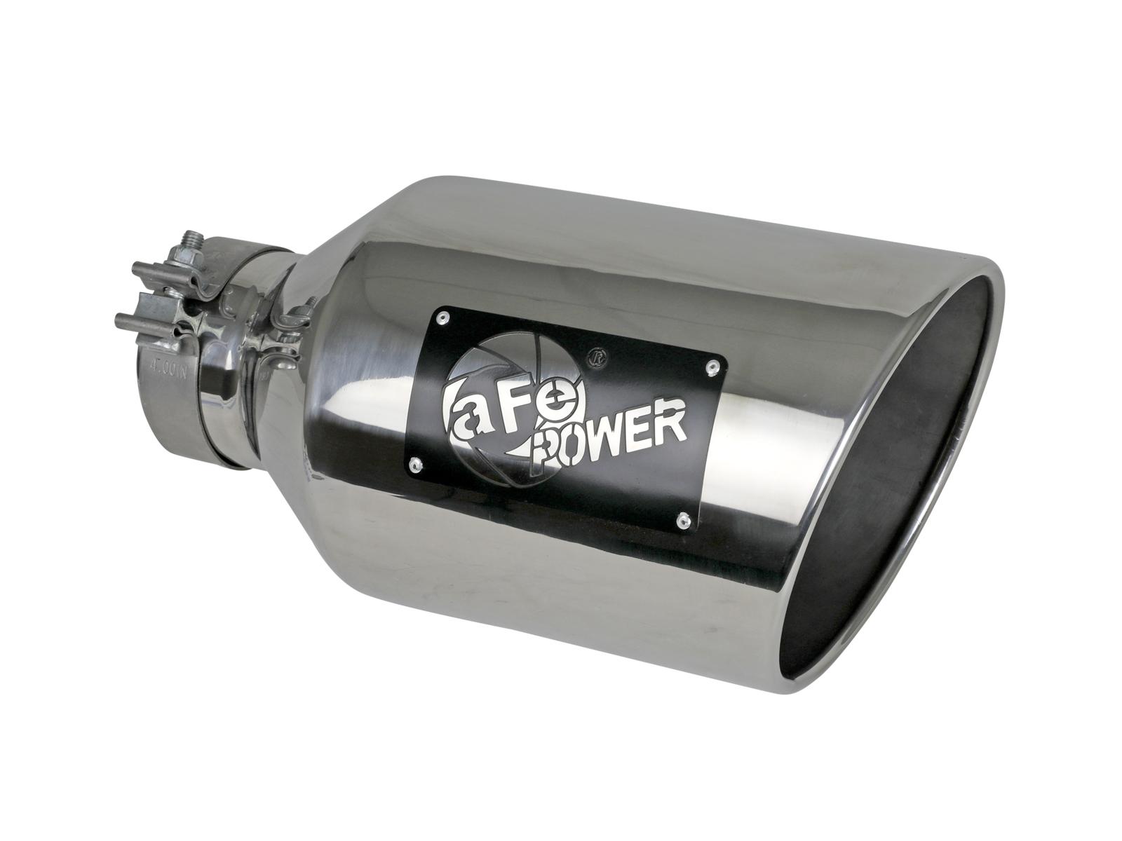 AFE MACH Force-Xp 304 Stainless Steel Clamp-on Exhaust Tip Polished (4 IN Inlet x 8 IN Outlet x 15 IN L) - 49T40801-P15