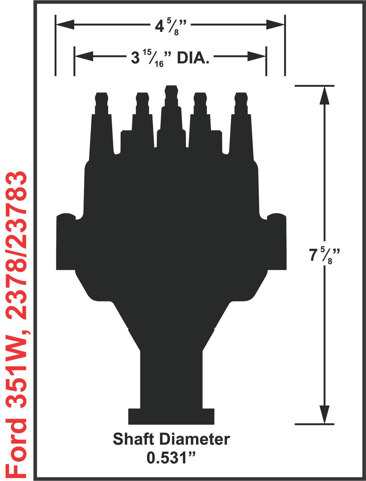 Msd 23783 Dist., Black, Dual Sync, Ford 351W
