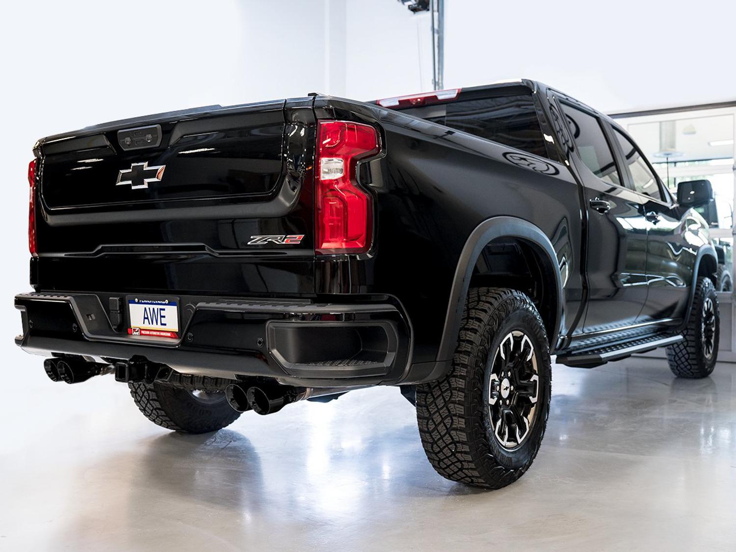 AWE 0FG Catback Exhaust - Quad Diamond Black Tips (2022-2023 GMC Silverado ZR2 / Sierra AT4X) - 3015-43284