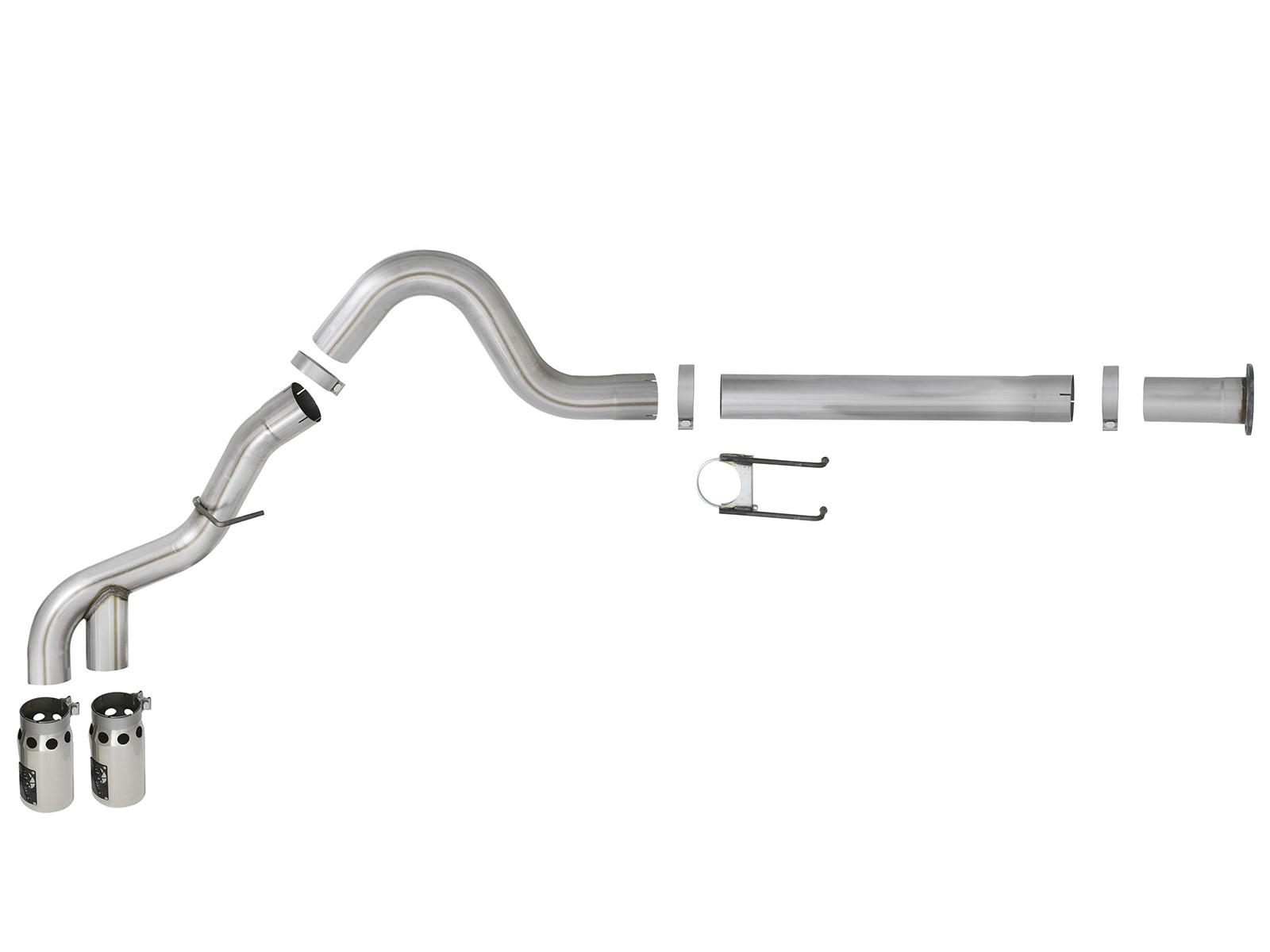 AFE Rebel XD 4 IN 409 Stainless Steel DPF-Back Exhaust w/Dual Polished Tips (Ford Diesel Trucks 11-14 V8-6.7L (td)) - 49-43120-P