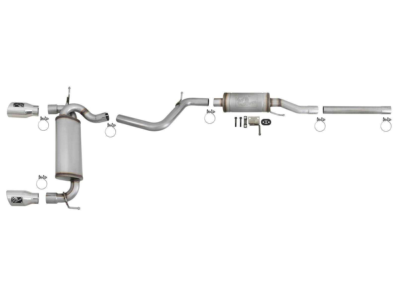 AFE Rebel Series 2-1/2 IN 409 Stainless Steel Cat-Back Exhaust w/ Polished Tips - 49-48062-P
