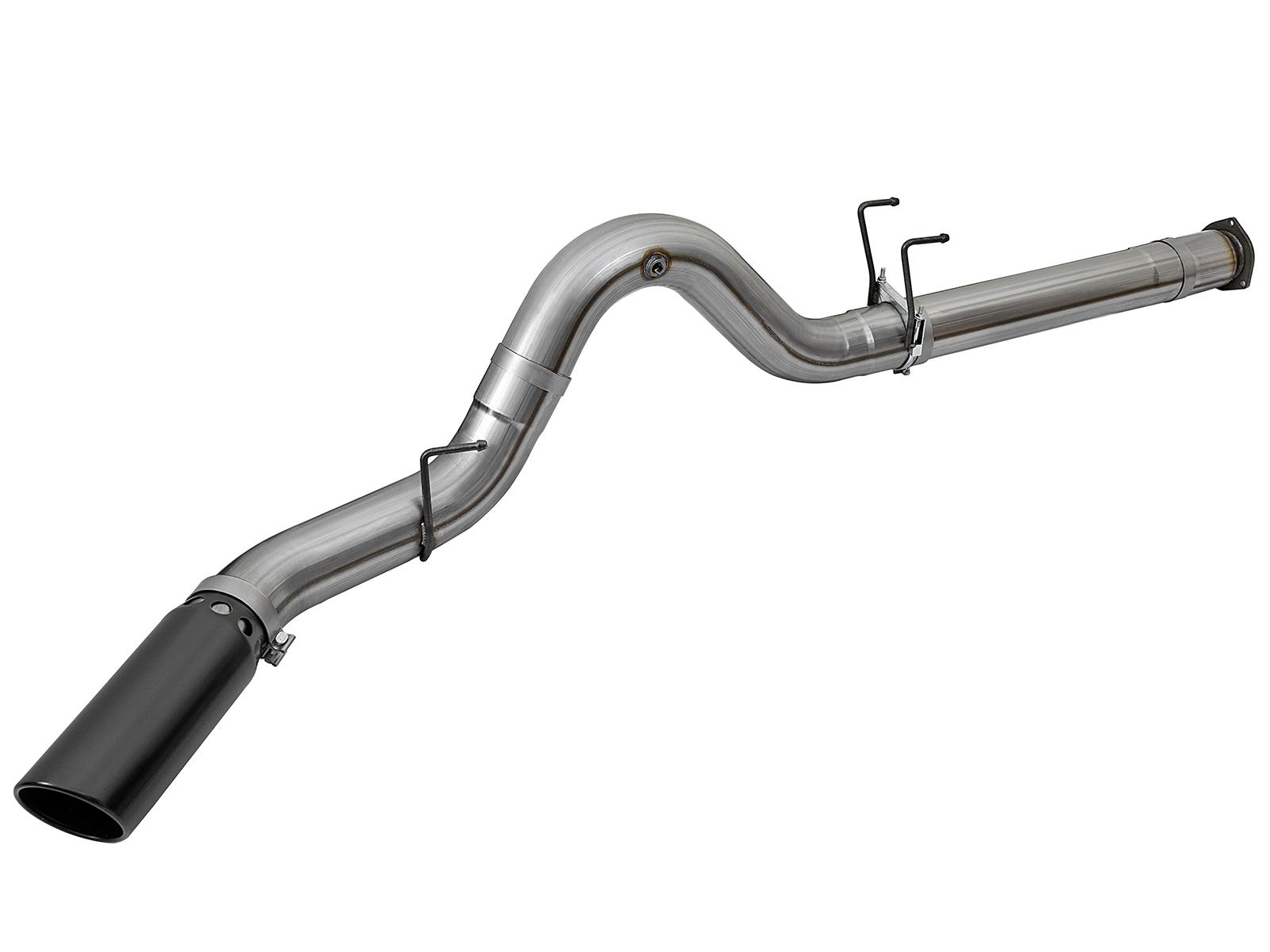 AFE Large Bore-HD 5 IN 409 Stainless Steel DPF-Back Exhaust System w/Black Tip (2017-2021 F-250 Super Duty, F-350 Super Duty) - 49-43090-B