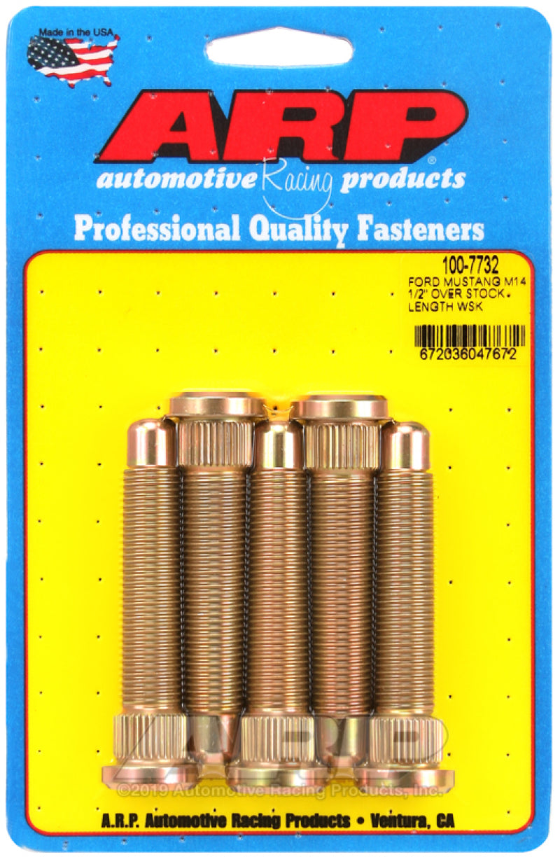 ARP 100-7732 2015-2020 Mustang 14mm Wheel Stud Kit - 1/2" Longer Than Stock Length (Set of 5)