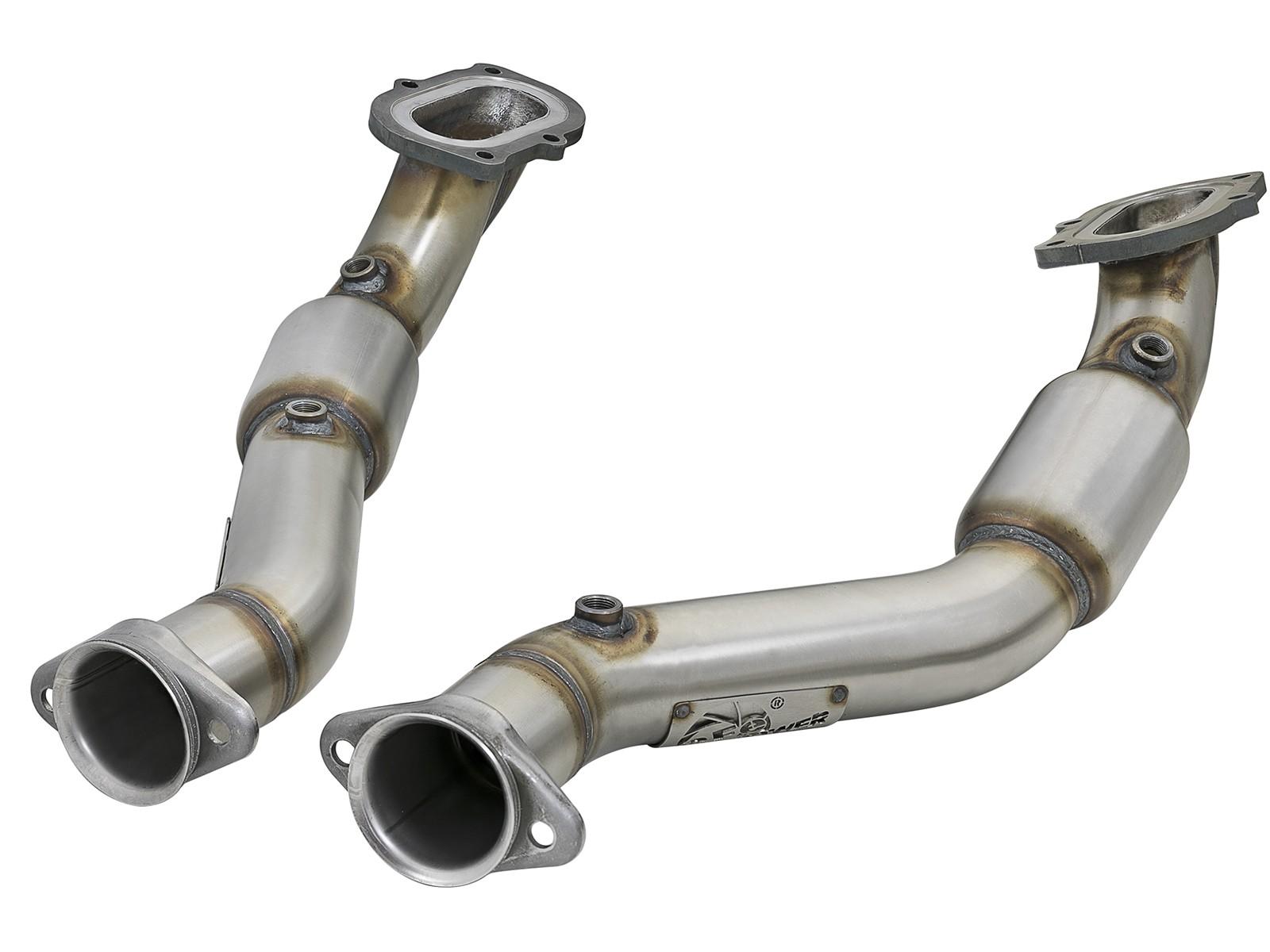 AFE Twisted Steel Mid Pipe 3 IN 304 Stainless Steel w/ Cat Chevrolet Corvette (C7) & Z06 14-17 V8-6.2L/6.2L (sc) LT1 - 48-34130-1YC