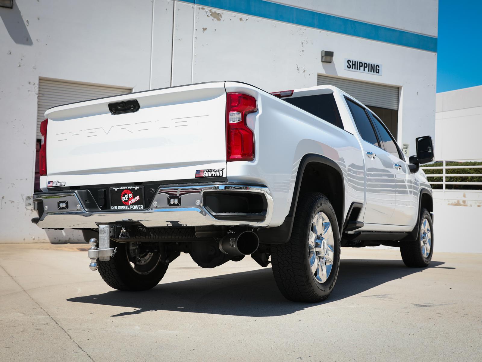 AFE Large Bore-HD 5 IN 409 Stainless Steel DPF-Back Exhaust System w/Black Tip (GM Diesel Trucks 2020 V8-6.6L (td) L5P) - 49-44125-B