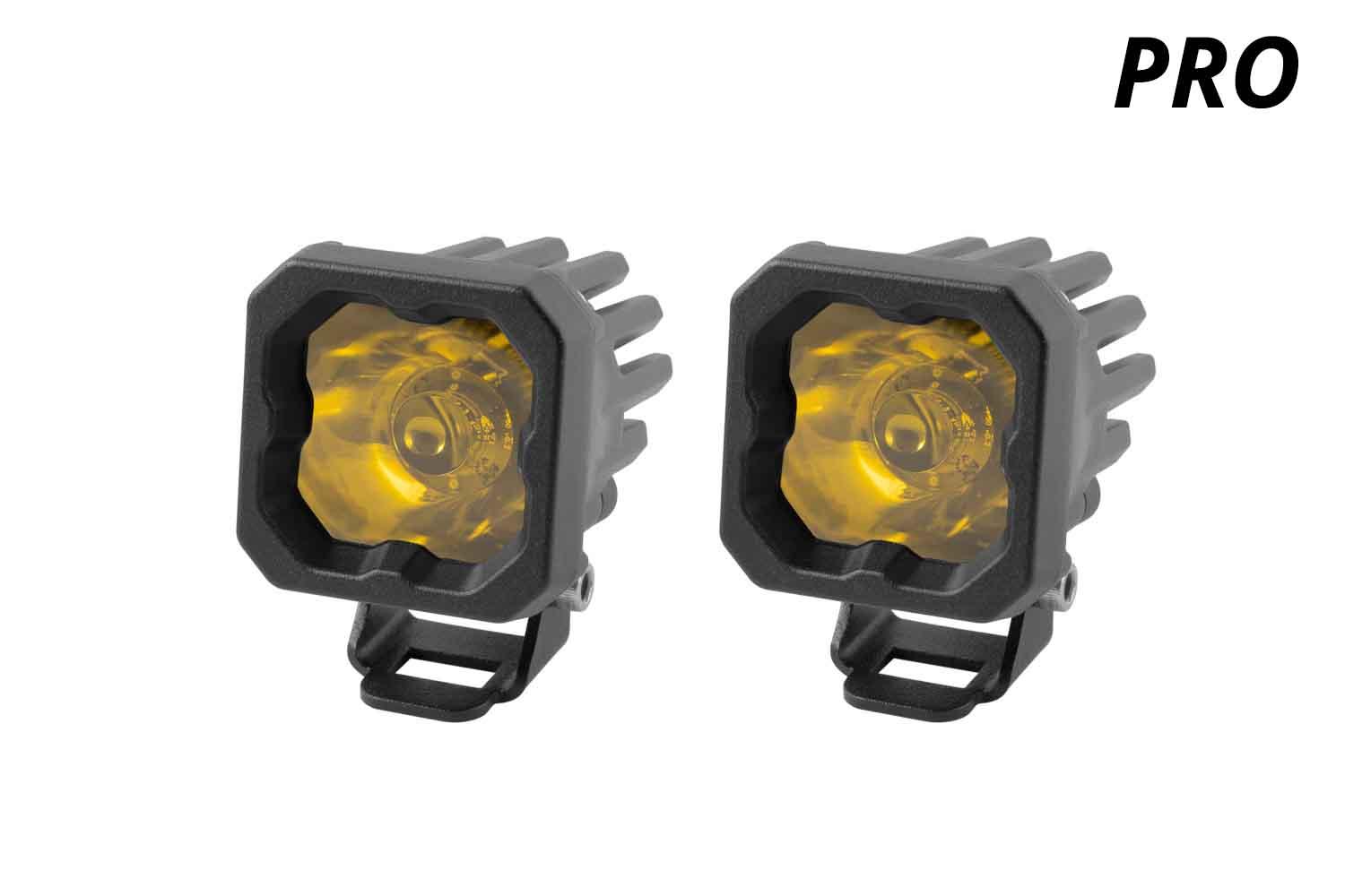 Diode Dynamics - Stage Series C1 LED Pod Pro Yellow Flood Standard ABL (Pair) - DD6463P