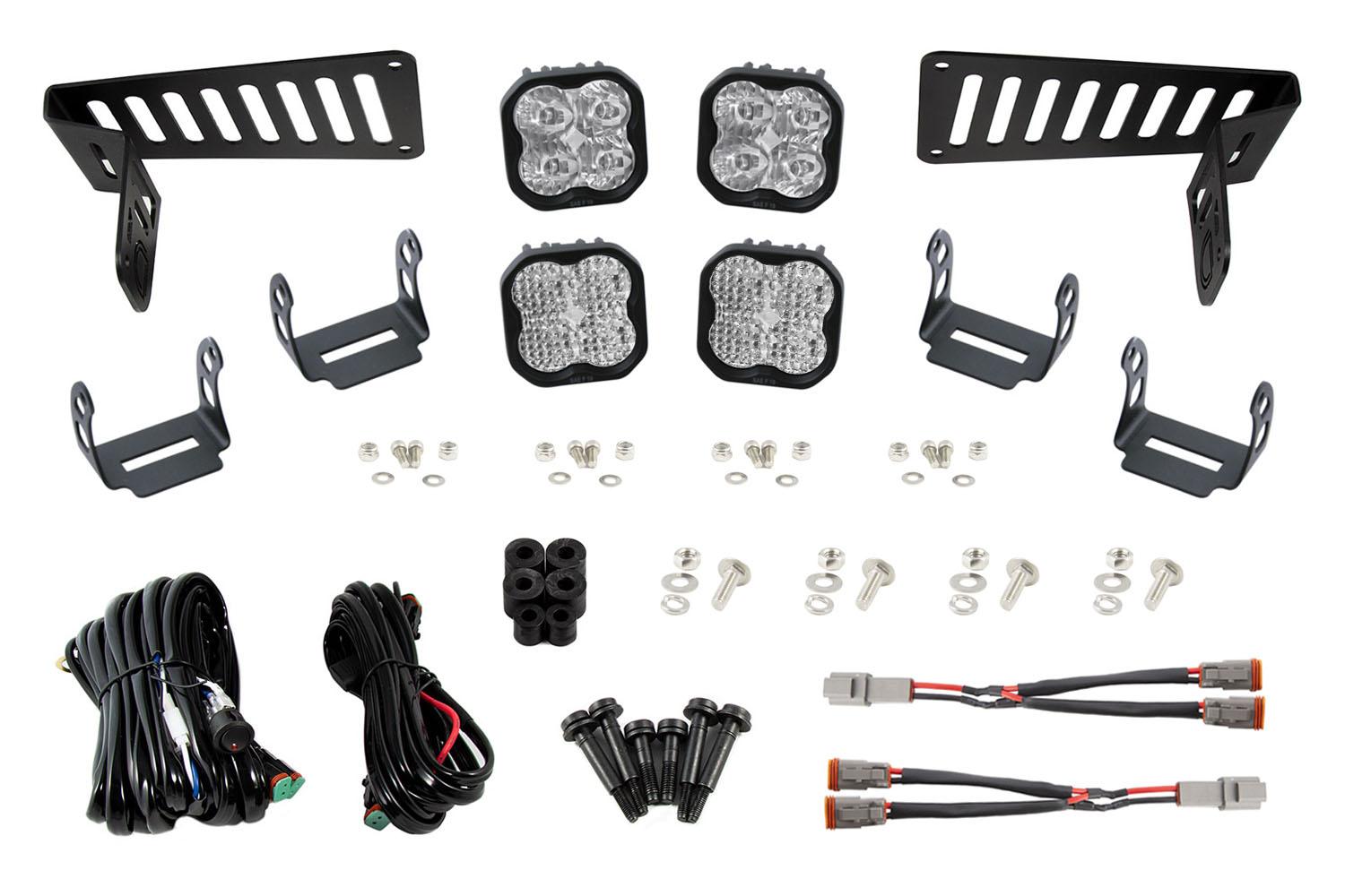 Diode Dynamics SS3 Cowl LED Bracket Kit for 18-20 Wrangler JL/Gladiator White Sport Diode Dynamics (2018-2021 Wrangler, Gladiator) - DD6553