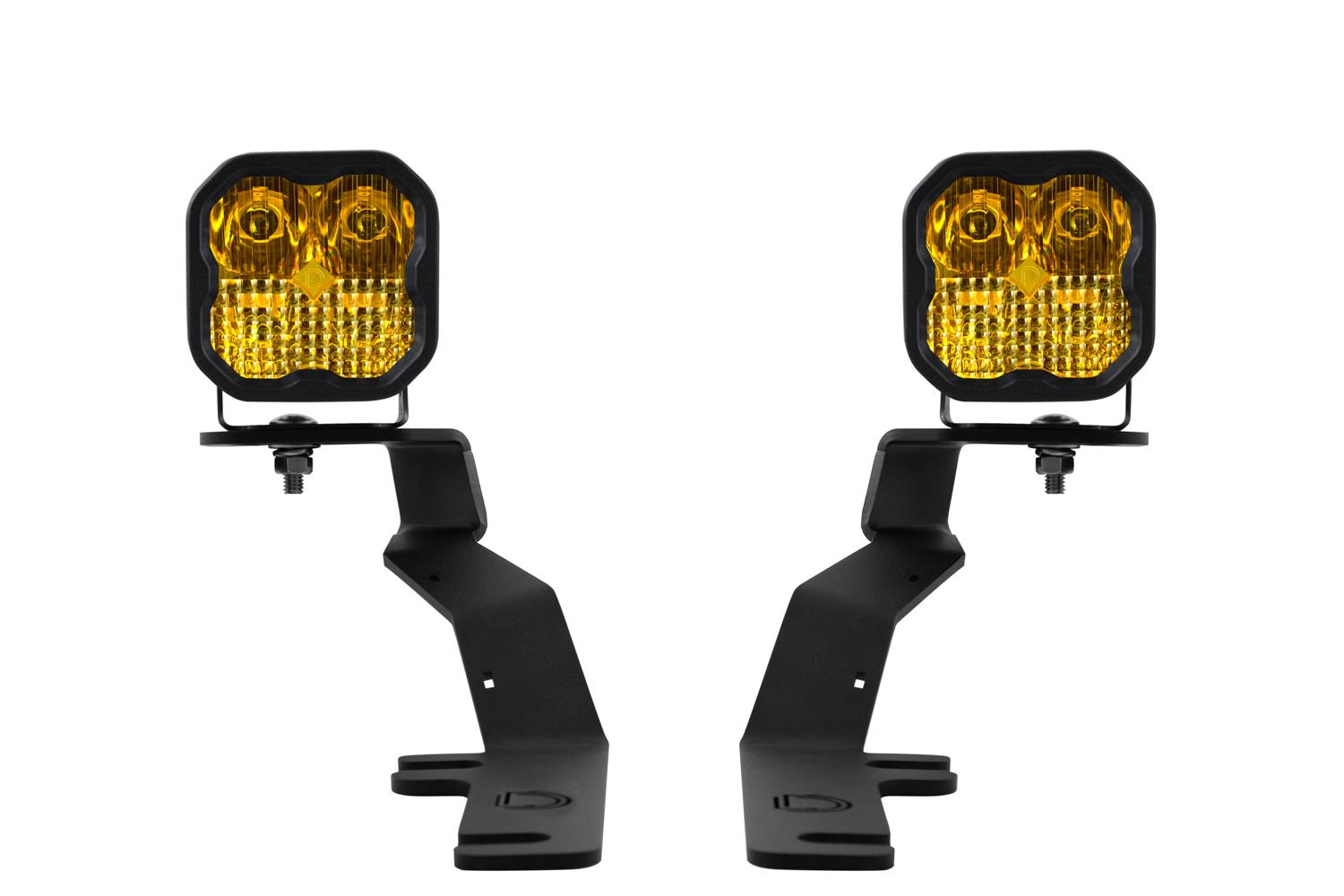 Diode Dynamics SS3 Ditch Light Brackets with Pro Yellow Lights (2015-2020 F-150 & Raptor) - DD6570