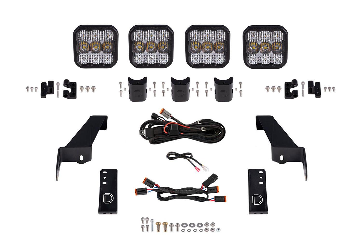 Diode Dynamics Jeep JL SS5 4-Pod CrossLink Grille Lightbar Kit Sport White Combo Diode Dynamics - DD6826