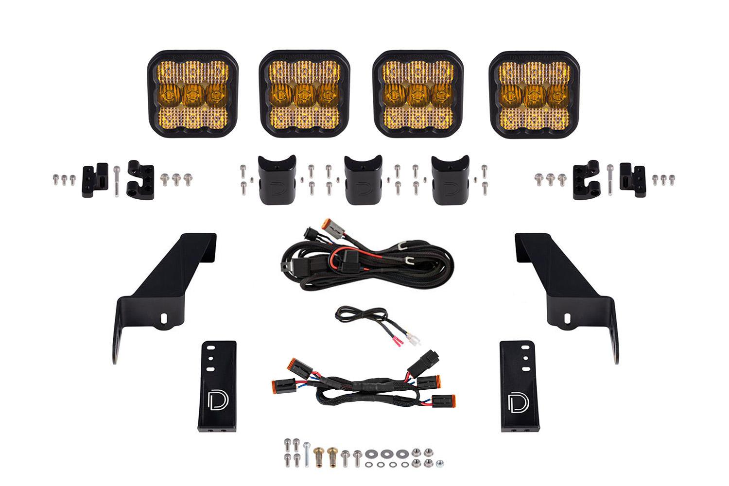 Diode Dynamics Jeep JL SS5 4-Pod CrossLink Grille Lightbar Kit Sport Yellow Combo Diode Dynamics - DD6827