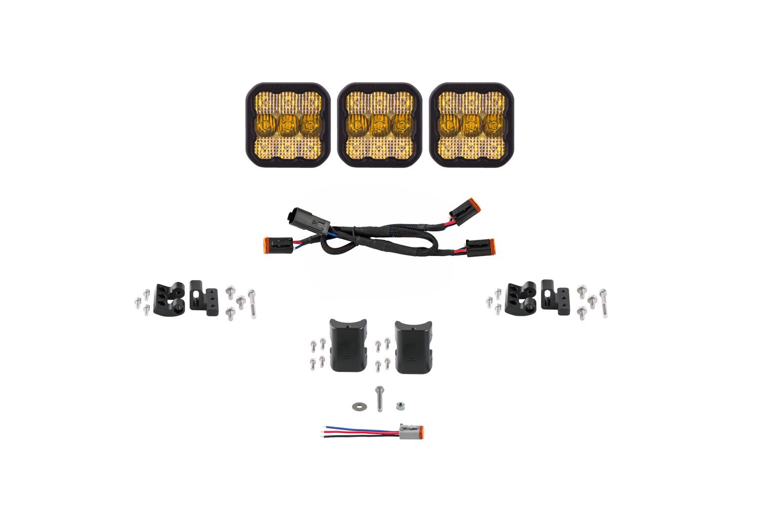 Diode Dynamics SS5 Pro Universal CrossLink 3-Pod Lightbar Yellow Combo Diode Dynamics - DD7239