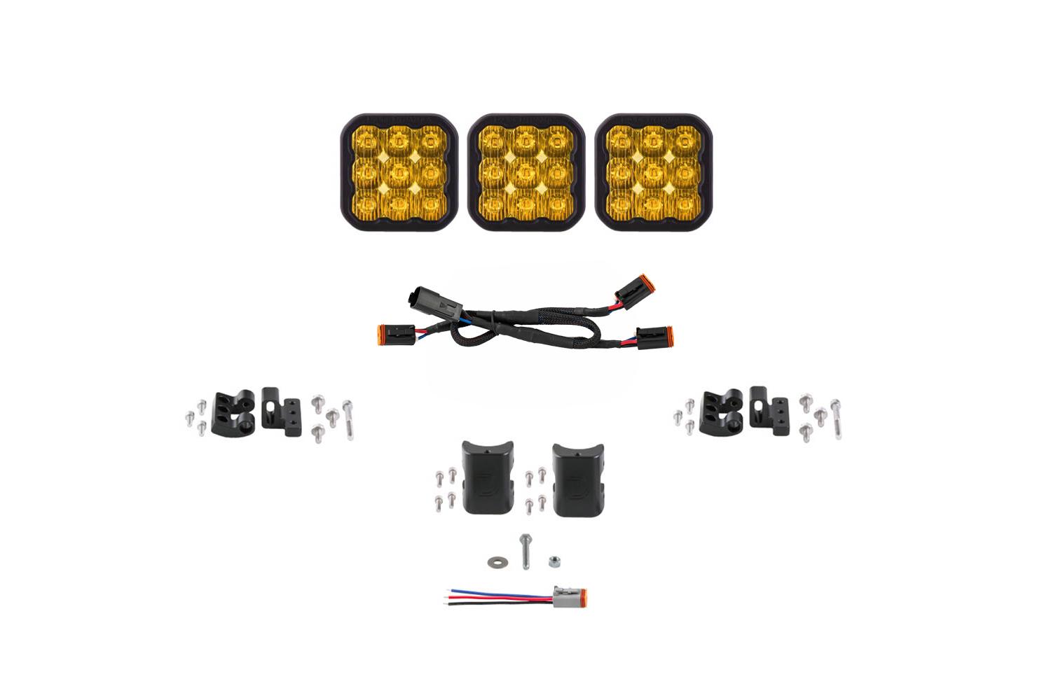 Diode Dynamics SS5 Pro Universal CrossLink 3-Pod Lightbar Yellow Driving Diode Dynamics - DD7251