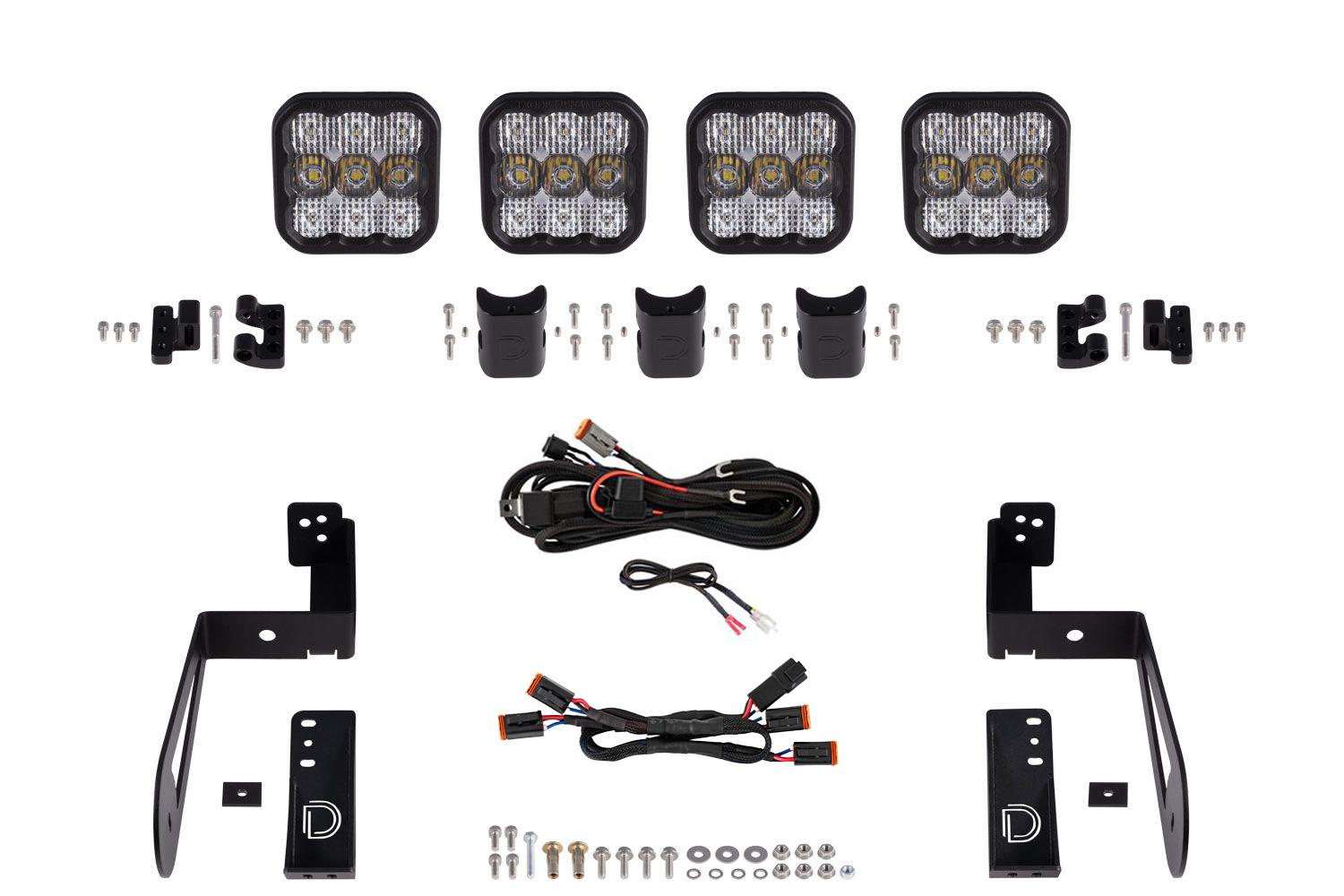 Diode Dynamics Jeep JK SS5 4-Pod CrossLink Grille Lightbar Kit Pro White Combo Diode Dynamics - DD7272
