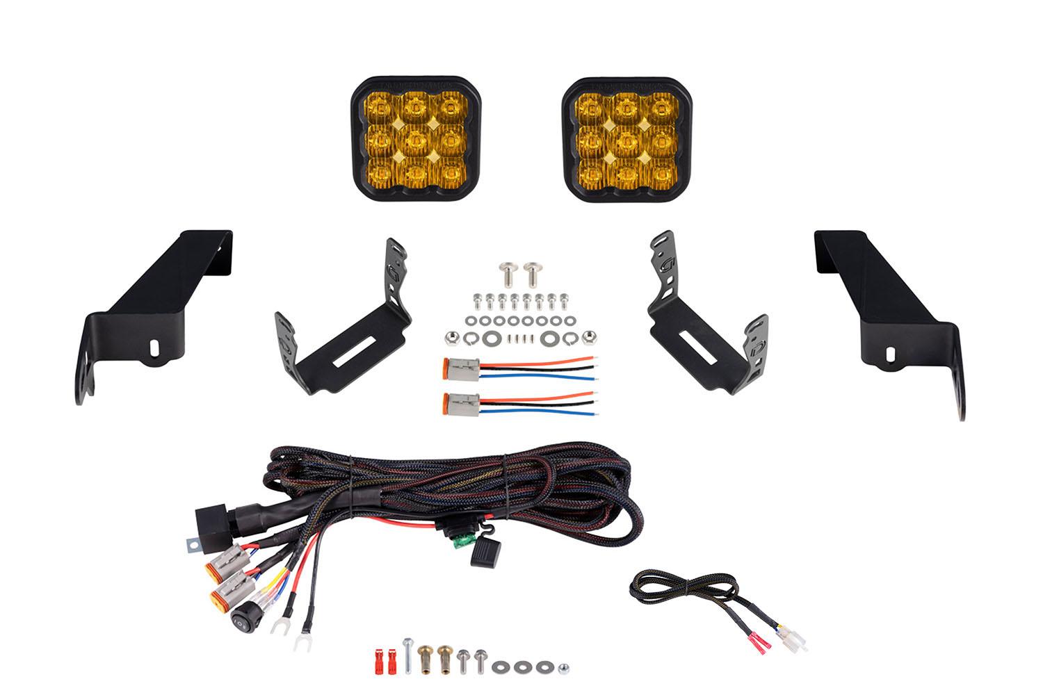 Diode Dynamics SS5 Bumper LED Pod Light Kit for 2018-2021 Jeep JL Wrangler, Sport Yellow Driving Diode Dynamics - DD7290