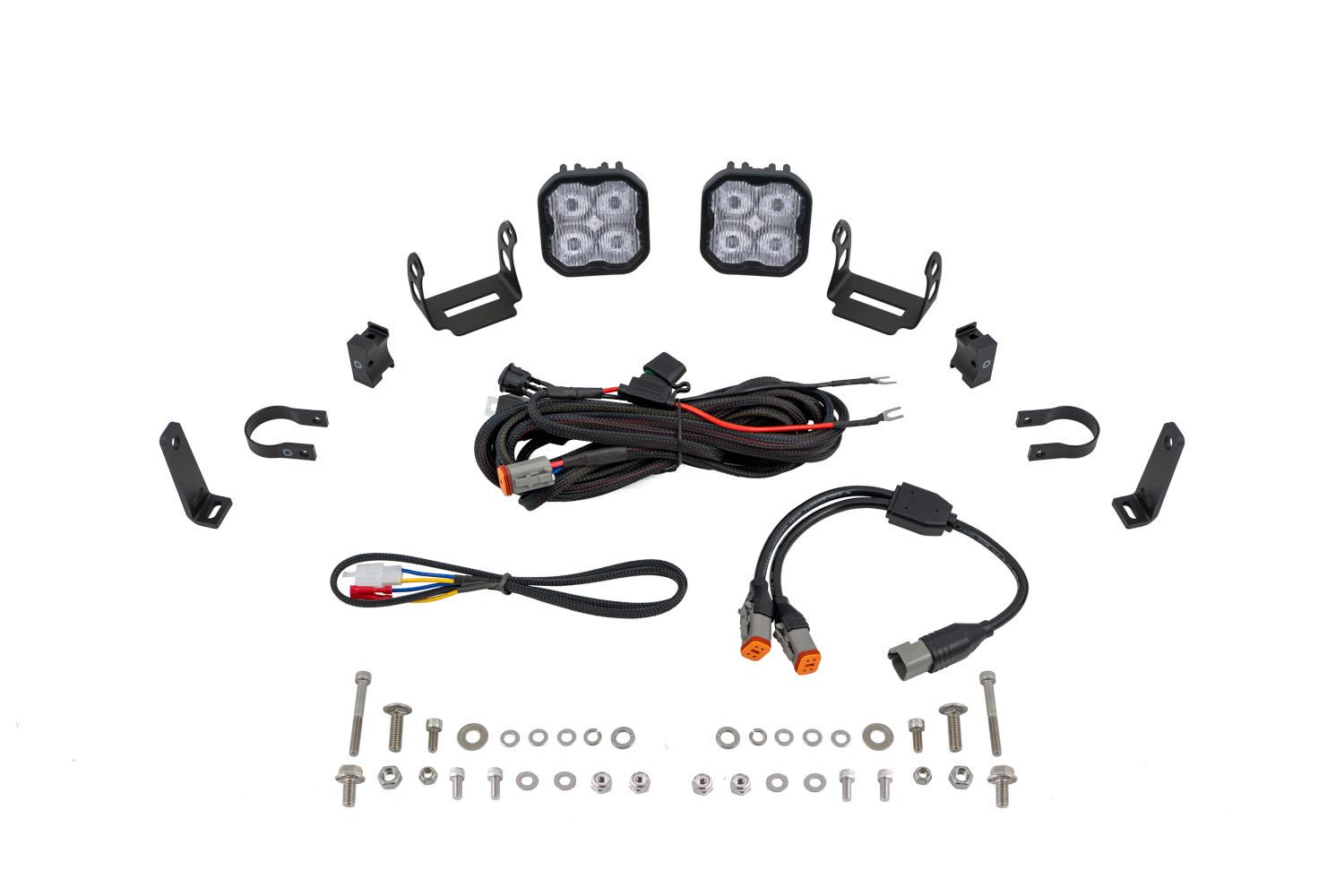 Diode Dynamics SS3 LED Bumper 1.5 Inch Roll Bar Kit, Pro White SAE Fog (Pair) - DD7662