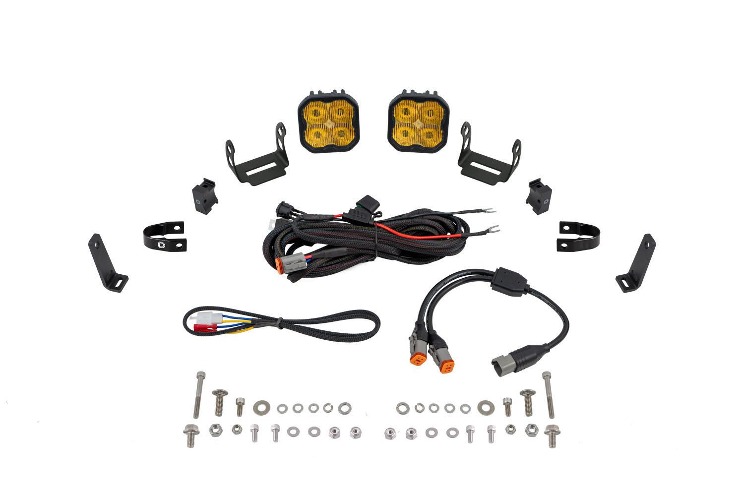 Diode Dynamics SS3 LED Bumper 1 Inch Roll Bar Kit, Pro Yellow SAE Fog (Pair) - DD7684