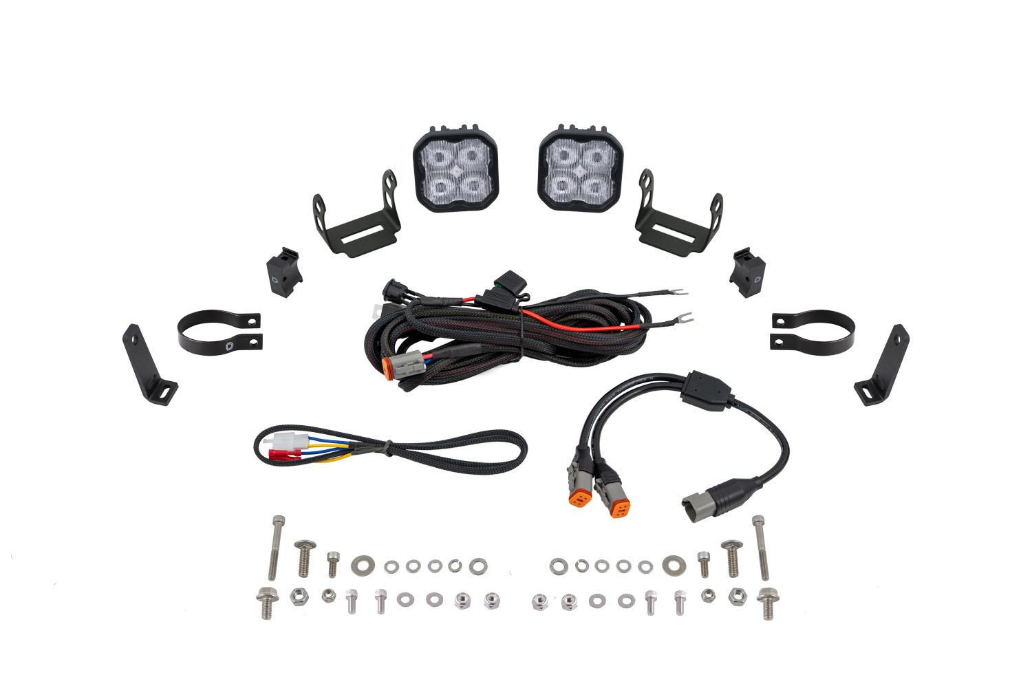 Diode Dynamics SS3 LED Bumper 2 Inch Roll Bar Kit, Sport White SAE Fog (Pair) - DD7716