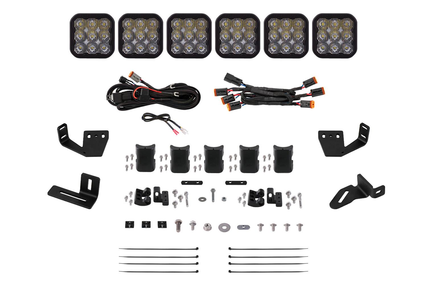 Diode Dynamics SS5 6-Pod CrossLink Mounting Kit for Prinsu/Sherpa Roof Racks, Sport White Driving - DD7818