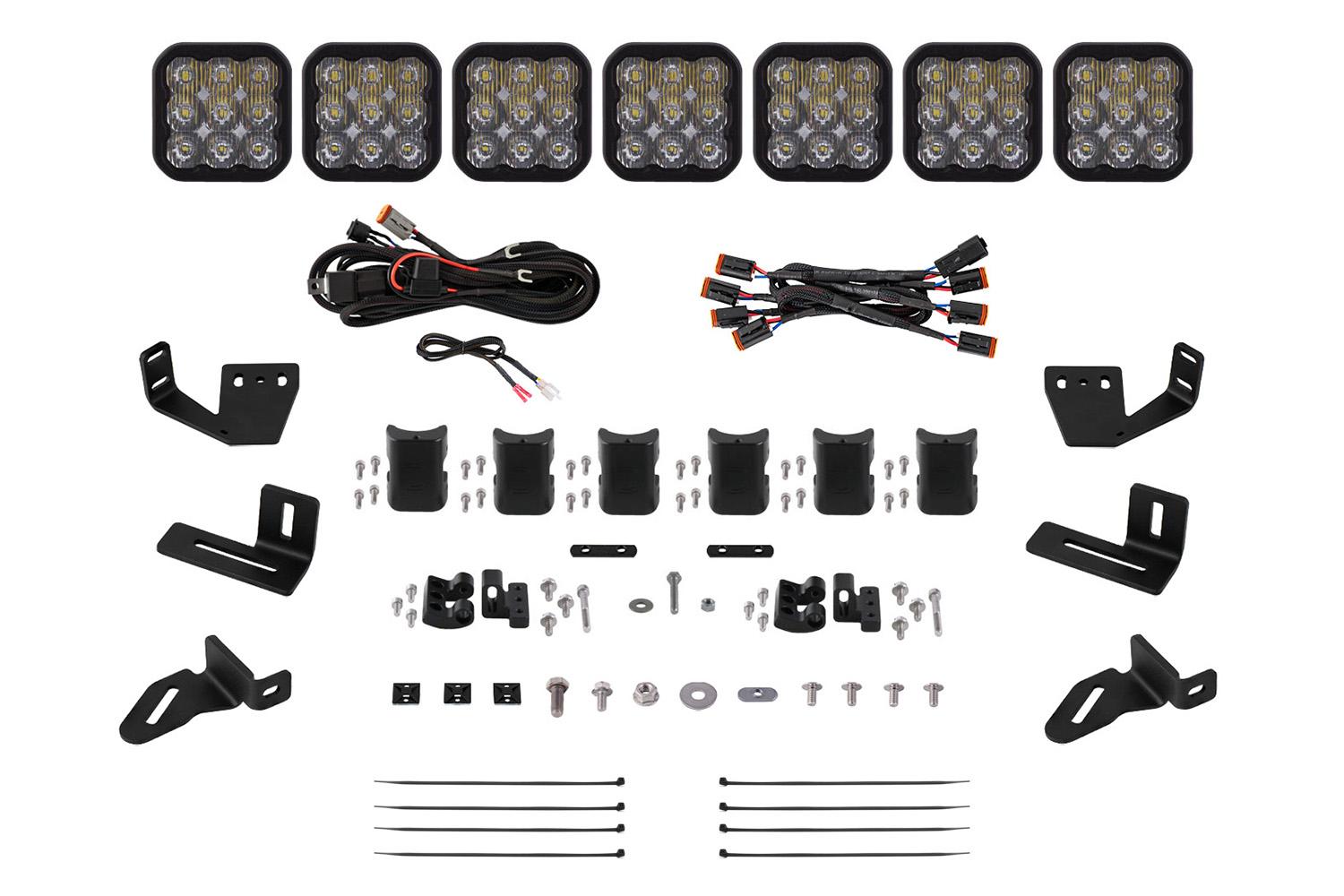 Diode Dynamics SS5 7-Pod CrossLink Mounting Kit for Prinsu/Sherpa Roof Racks, Sport White Driving - DD7826