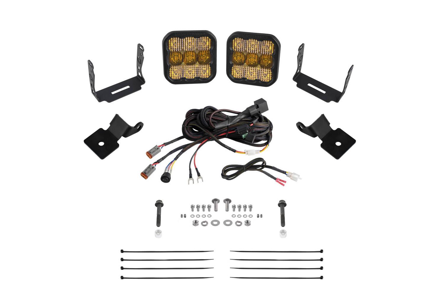 Diode Dynamics Stage Series SS5 A-Pillar Pod Kit for 2014-2018 Polaris RZR XP, Pro Yellow Combo - DD7853