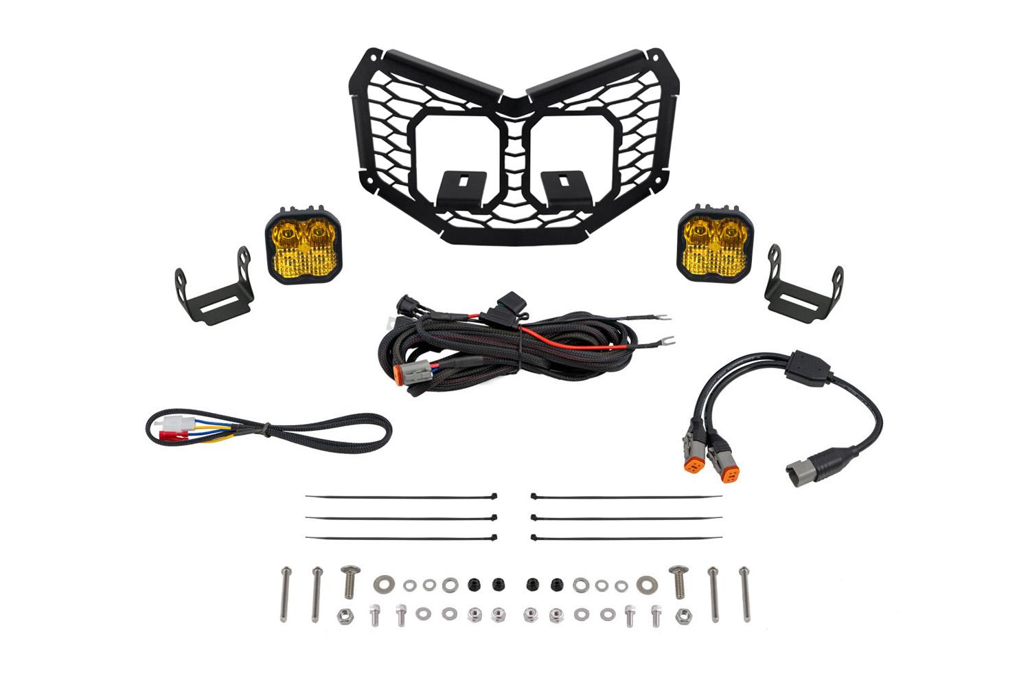 Diode Dynamics Stage Series LED Grille Kit for 2017-2024 Can-Am Maverick X3 Pro Yellow Combo - DD7883