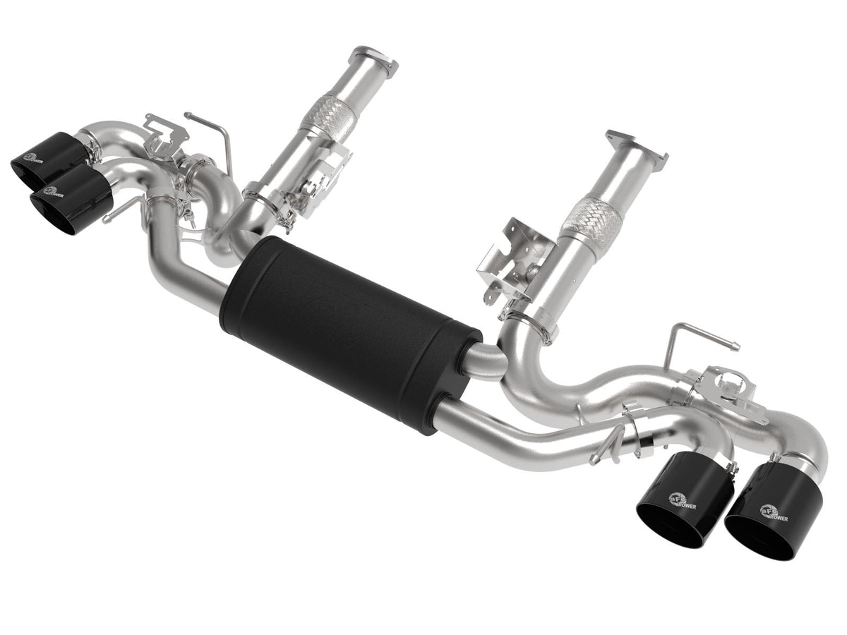 AFE MACH Force-Xp 2-1/2 IN 304 Stainless Steel Cat-Back Exhaust w/Black Tips (Chevrolet Corvette (C8) 2020 V8-6.2L This item will only fit models equipped with with NPP Dual Mode Exhaust Valves) - 49-34124-B