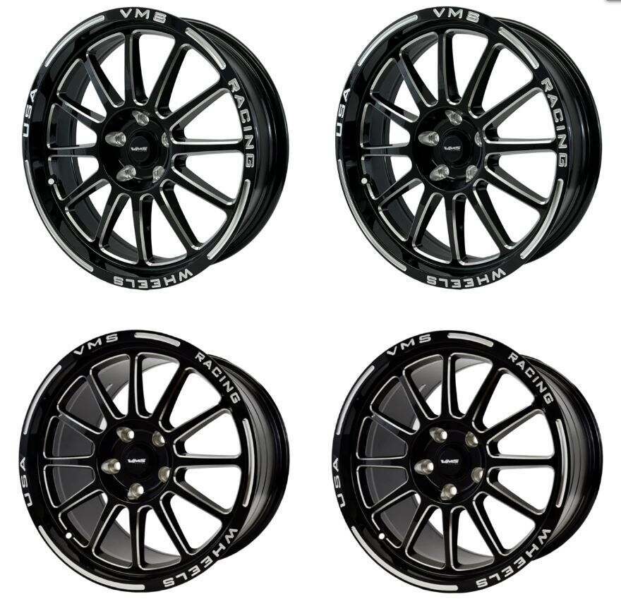 VMS Racing Black Hawk Front and Rear Street Drag Race Wheel Set (2005-2014 Mustang w/o Brembo Brakes / 2015-2023 Mustang w/ Brembo Brakes) - VWBH013-VWBH014