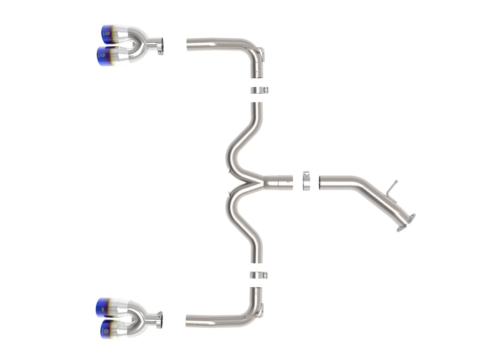 AFE Takeda 3 IN to 2-1/2 IN 304 Stainless Steel Axle-Back Exhaust w/ Blue Flame Ti (2022-2024 Forte GT) - 49-37039-L