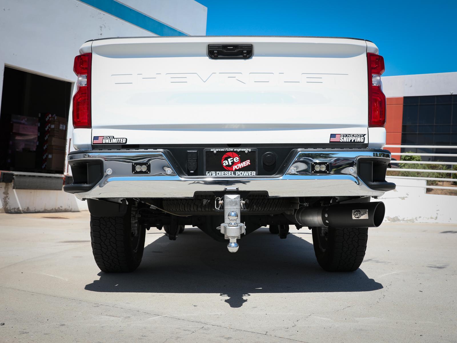 AFE Large Bore-HD 5 IN 409 Stainless Steel DPF-Back Exhaust System w/Black Tip (GM Diesel Trucks 2020 V8-6.6L (td) L5P) - 49-44125-B